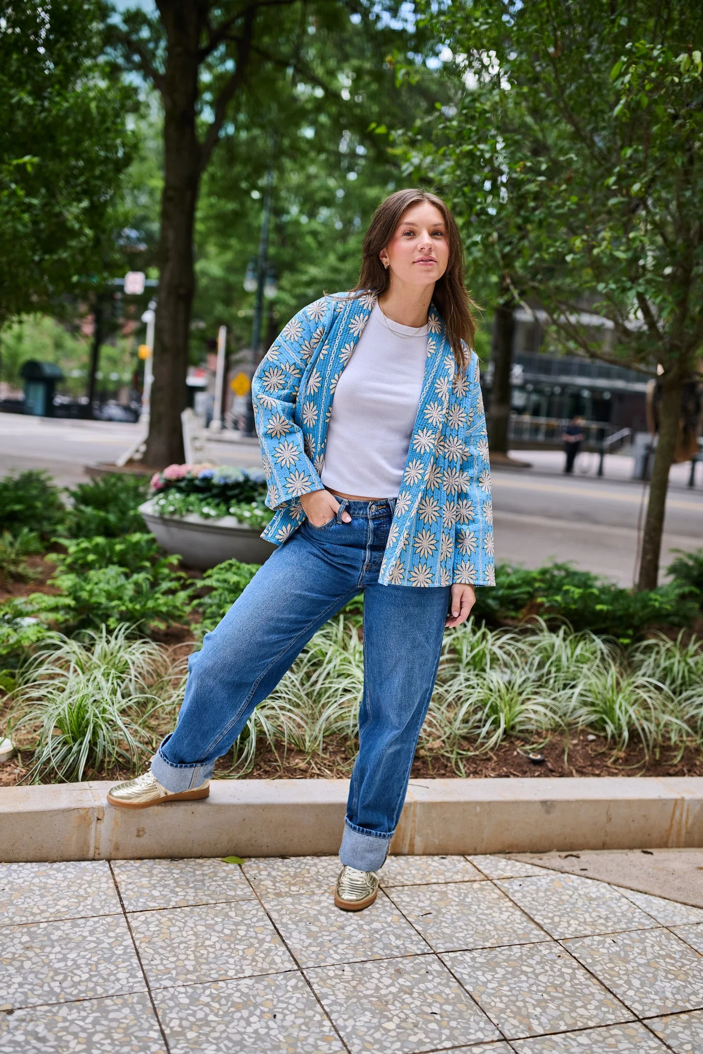 Allison Reversible Quilted Jacket - Blue Daisy - Image 15