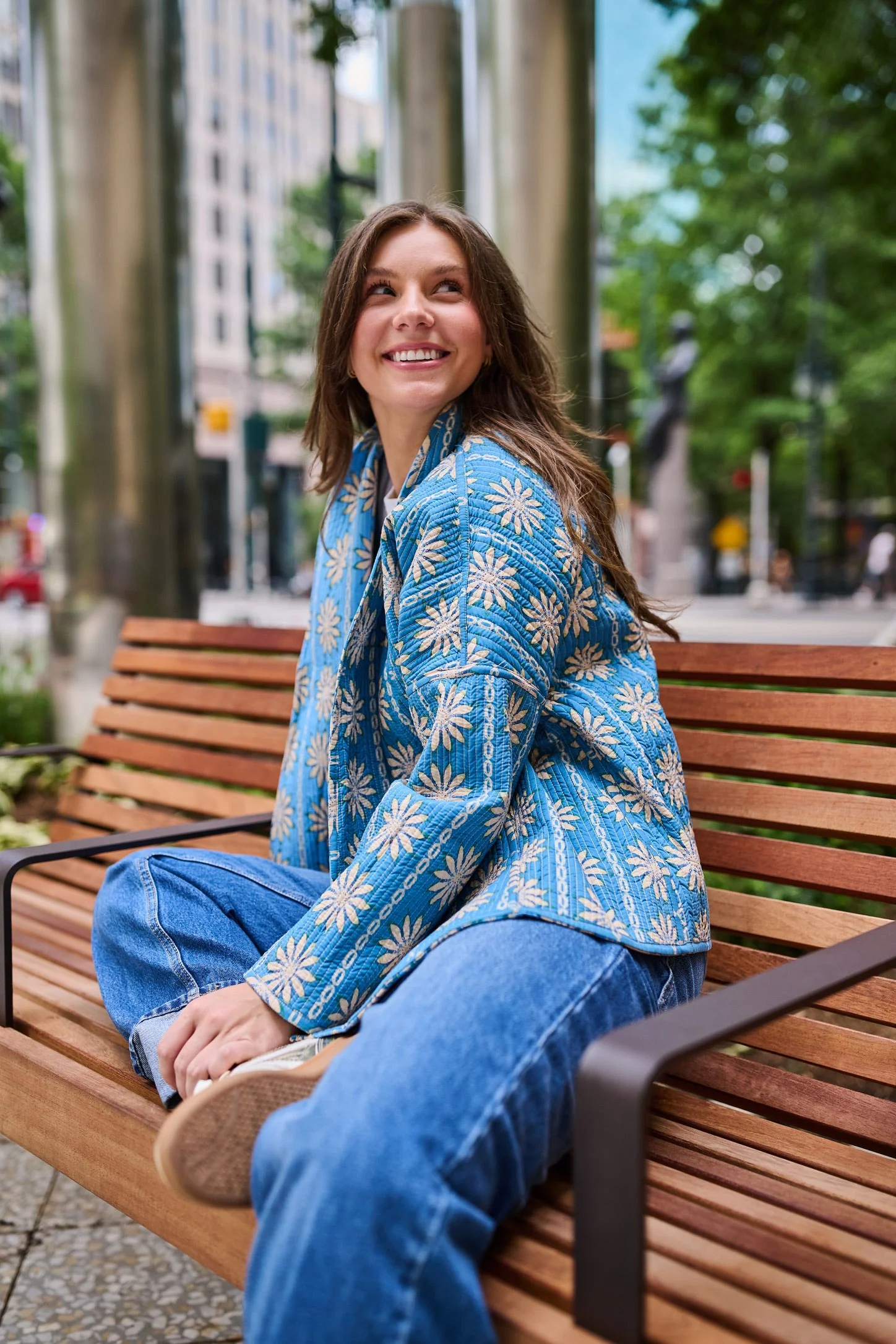 Allison Reversible Quilted Jacket - Blue Daisy - Image 26