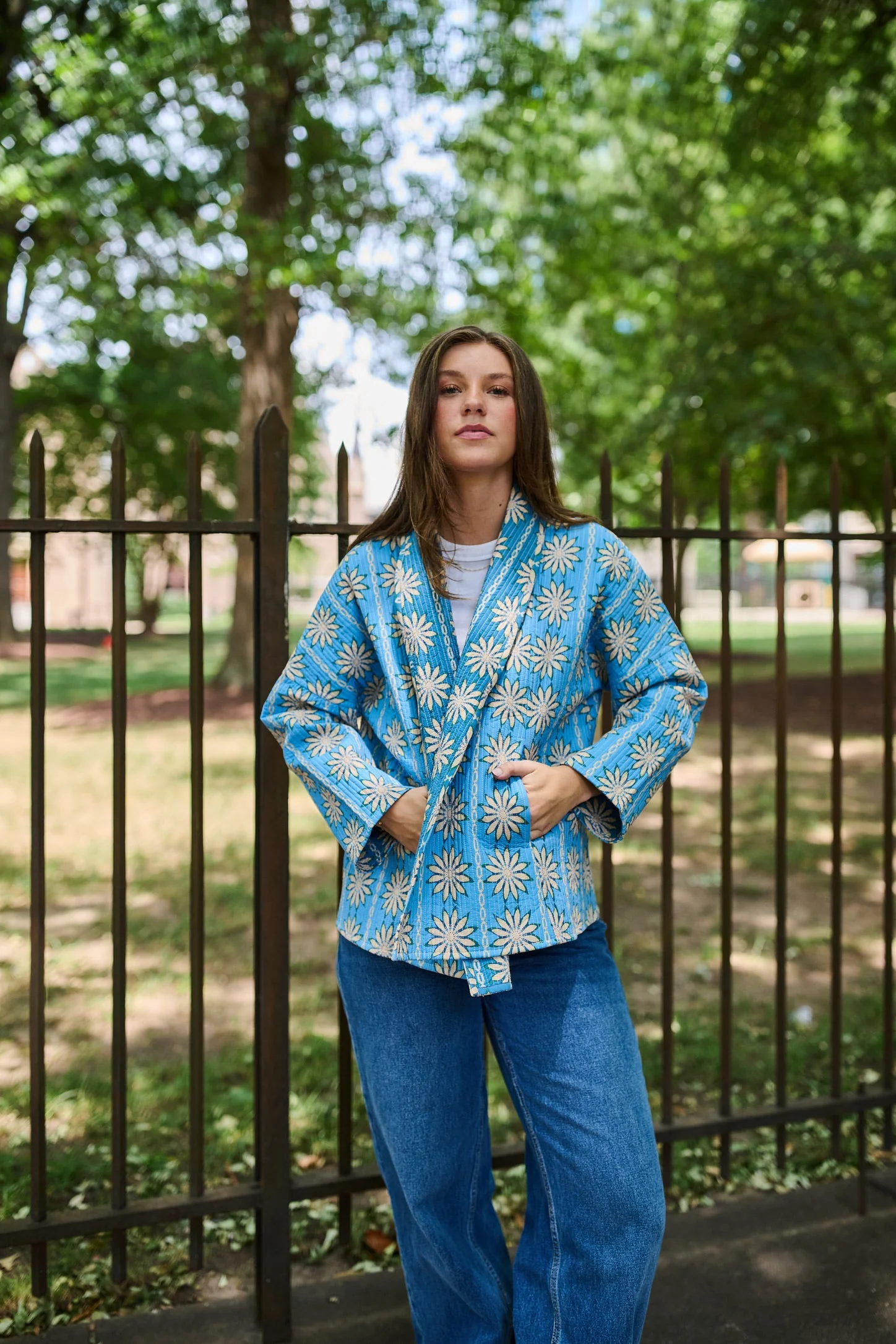 Allison Reversible Quilted Jacket - Blue Daisy - Image 4