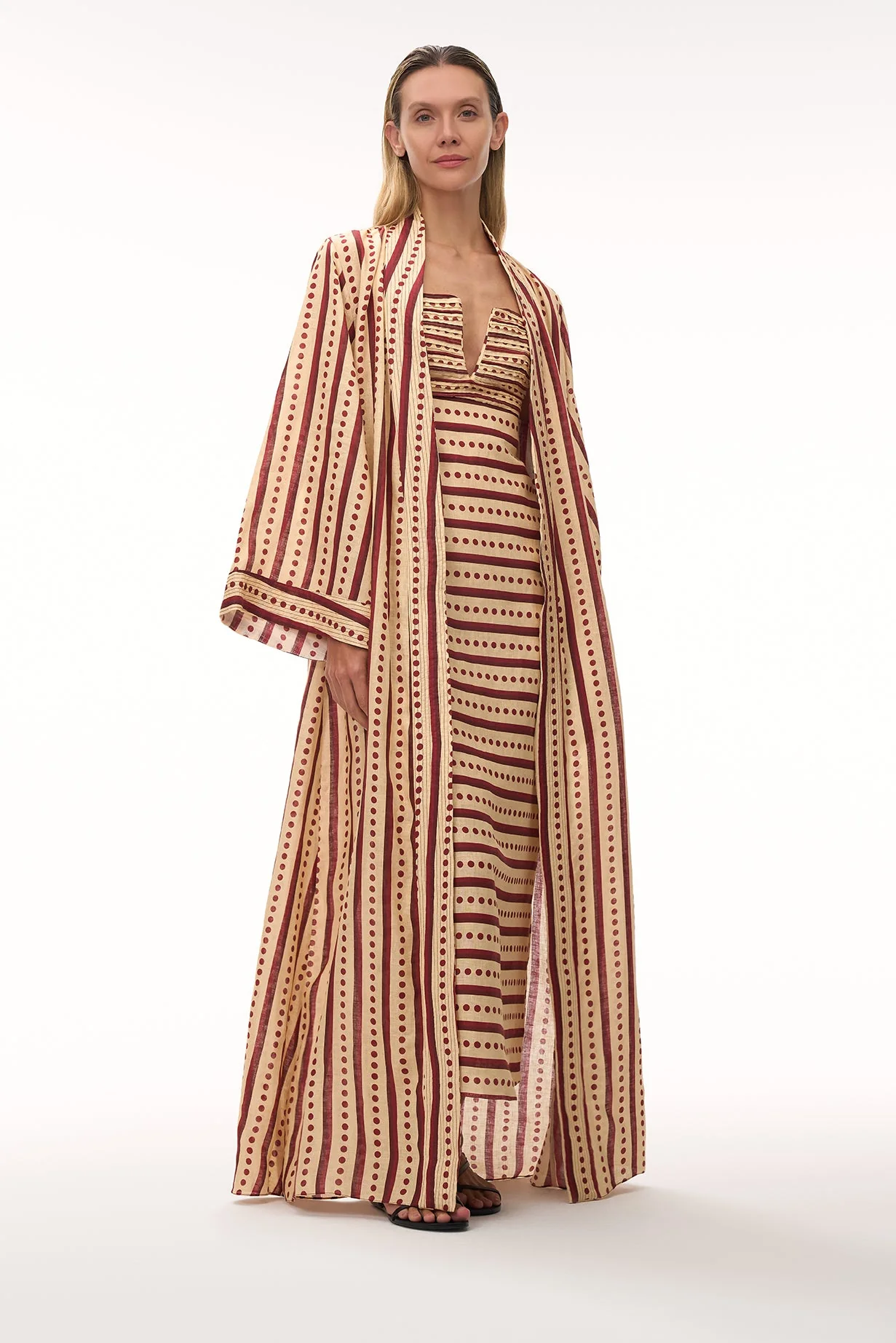 Antigüa Linen Midi Dress / Red Stripes - Image 6