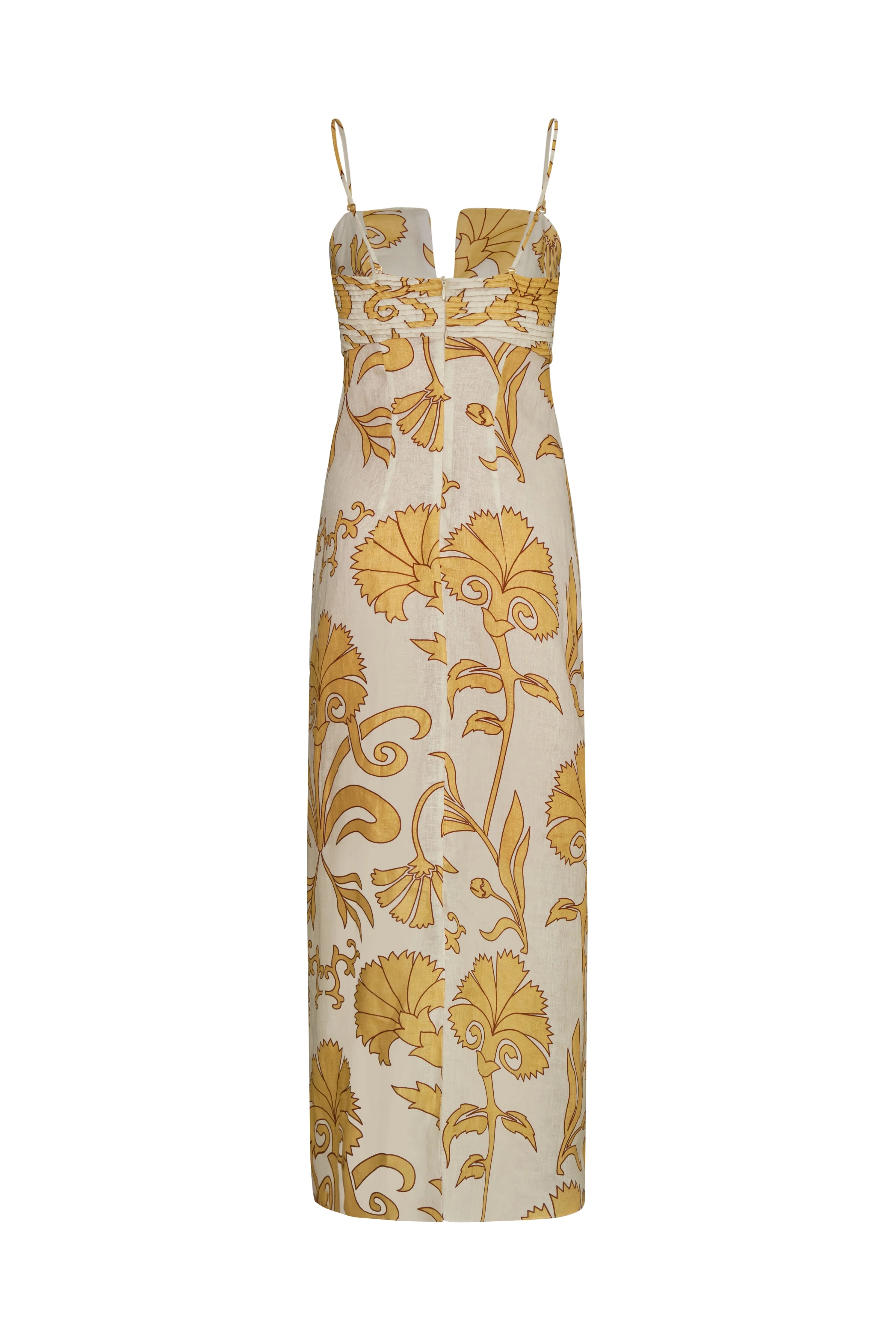 Antigüa Linen Midi Dress / Yellow Flowers - Image 4