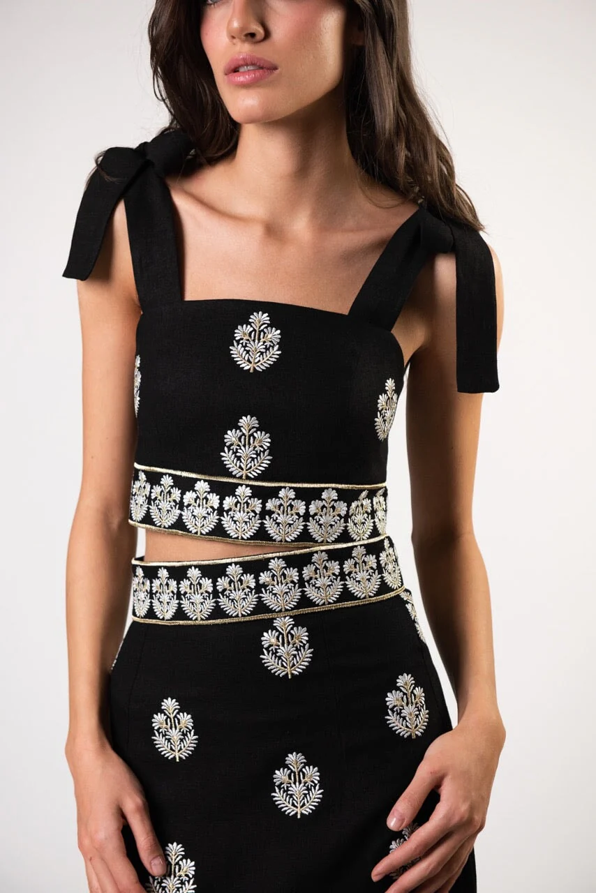 Begum Top - Black, White & Gold - Image 4