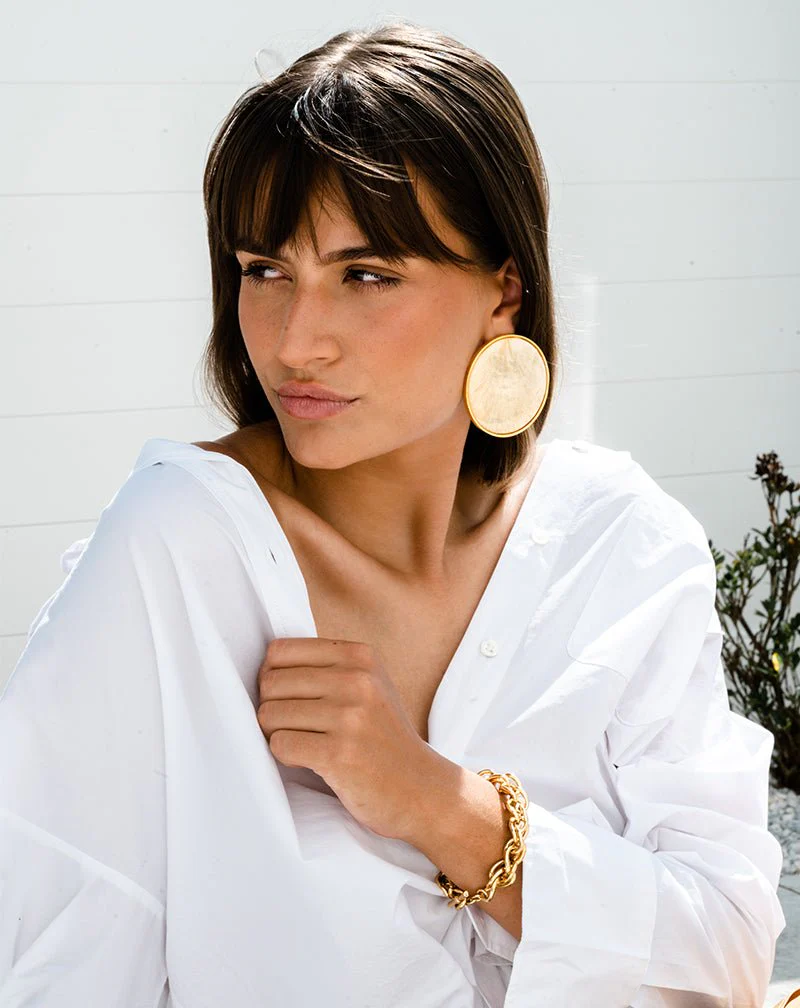 Bezel Set Shell Earring - Image 3