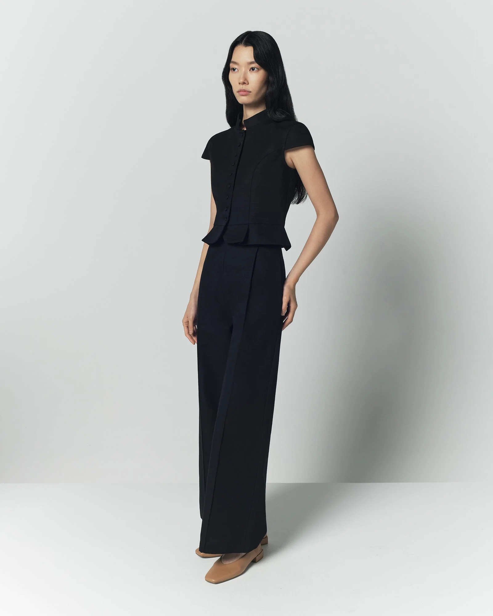 Black Cotton Tailored Pants - Image 6