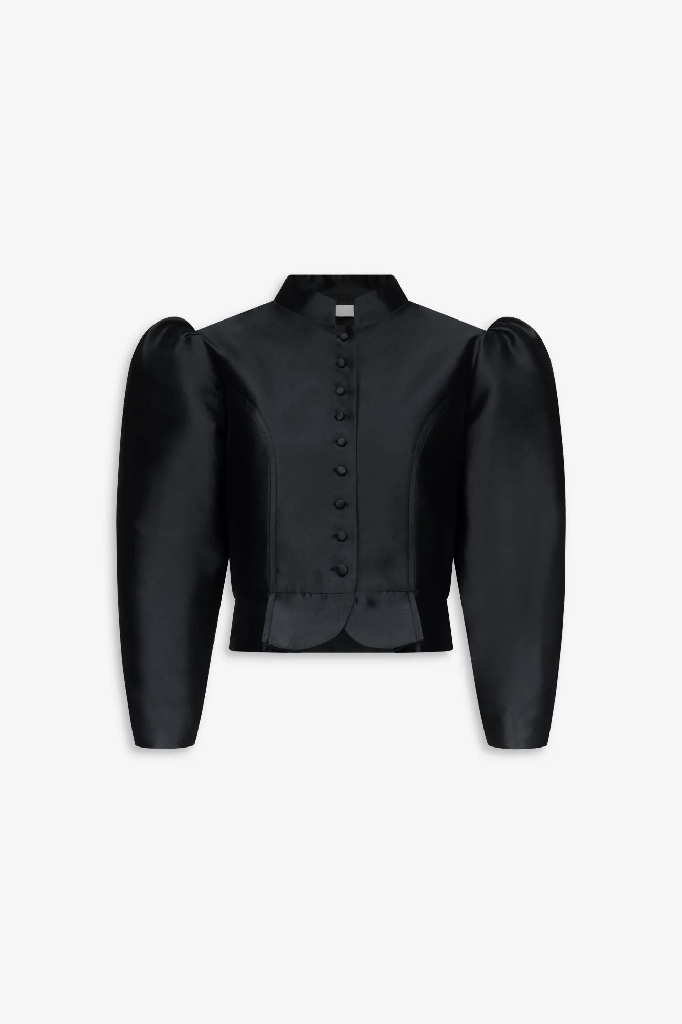 Black Satin Puff Sleeve Jacket - Image 2