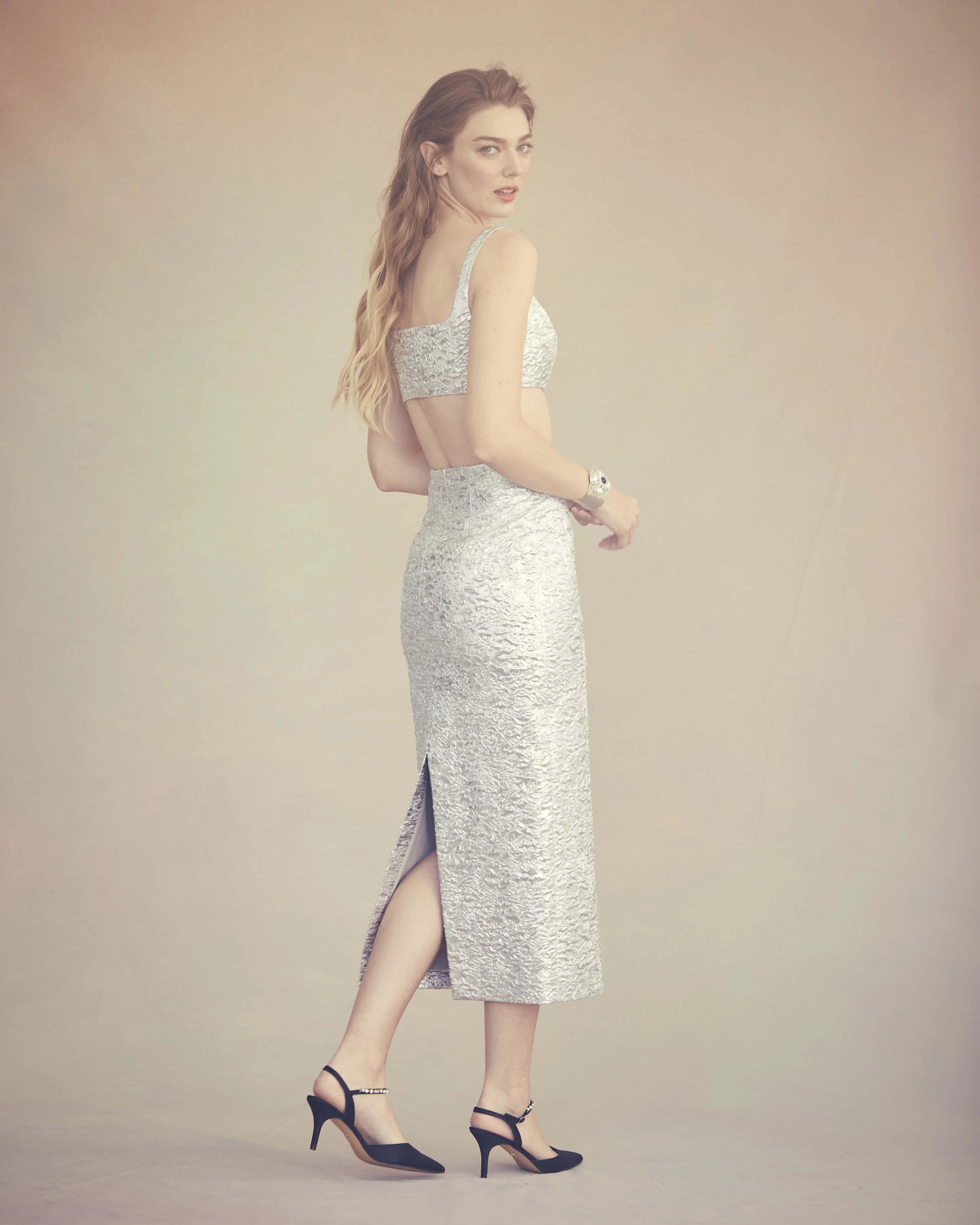 Blake Top in Silver Brocade - Image 3