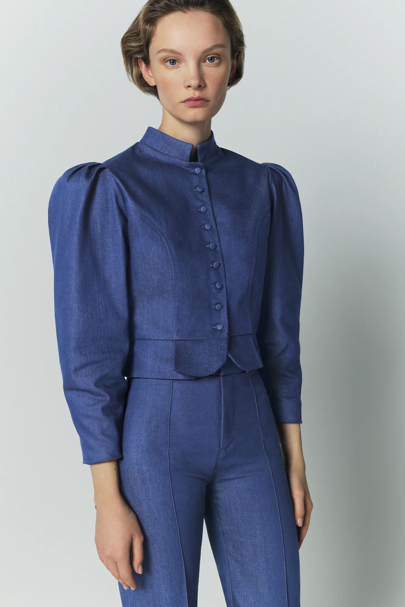 Blue Denim Puff Sleeve Jacket - Image 10