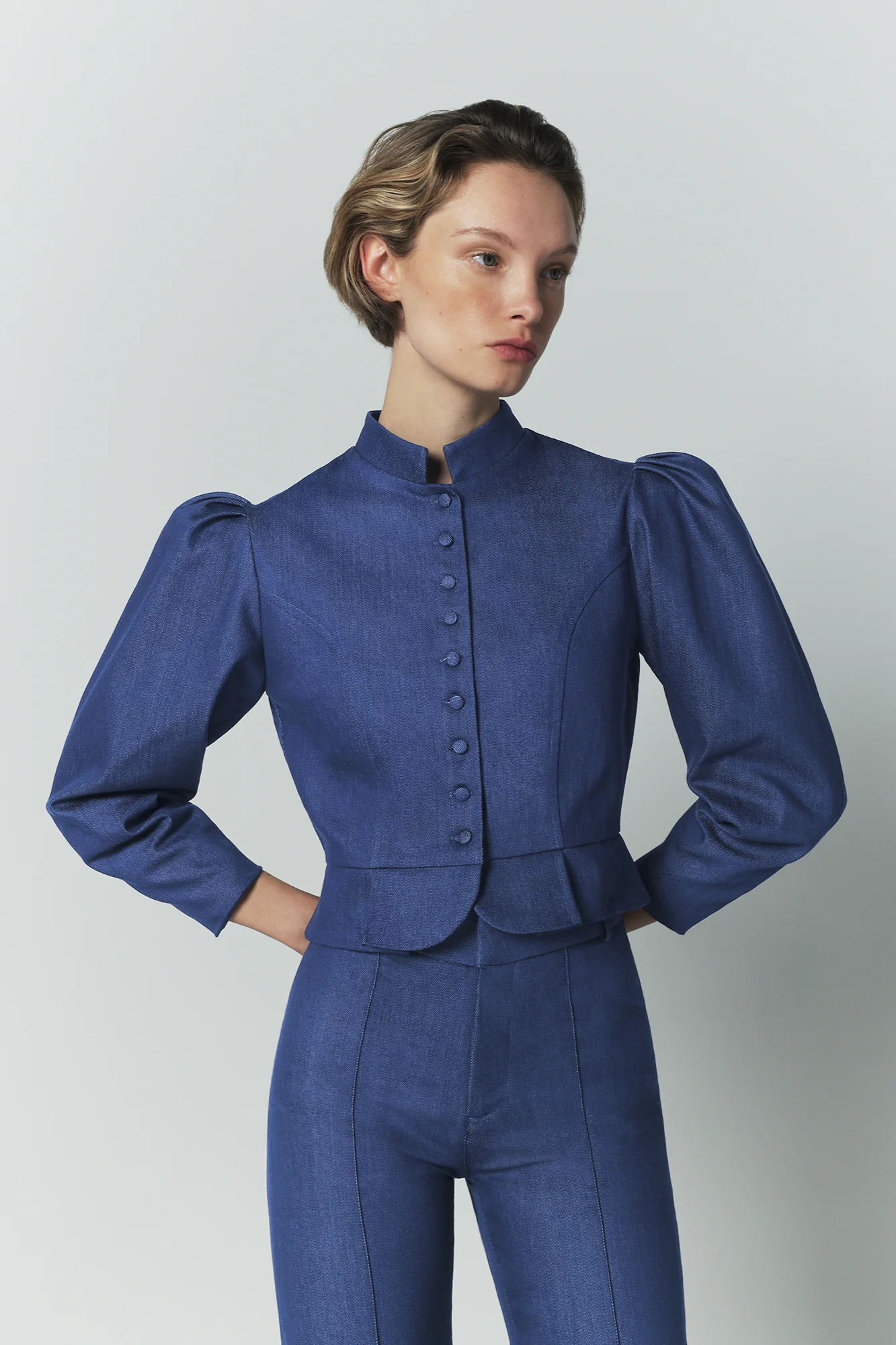 Blue Denim Puff Sleeve Jacket - Image 5