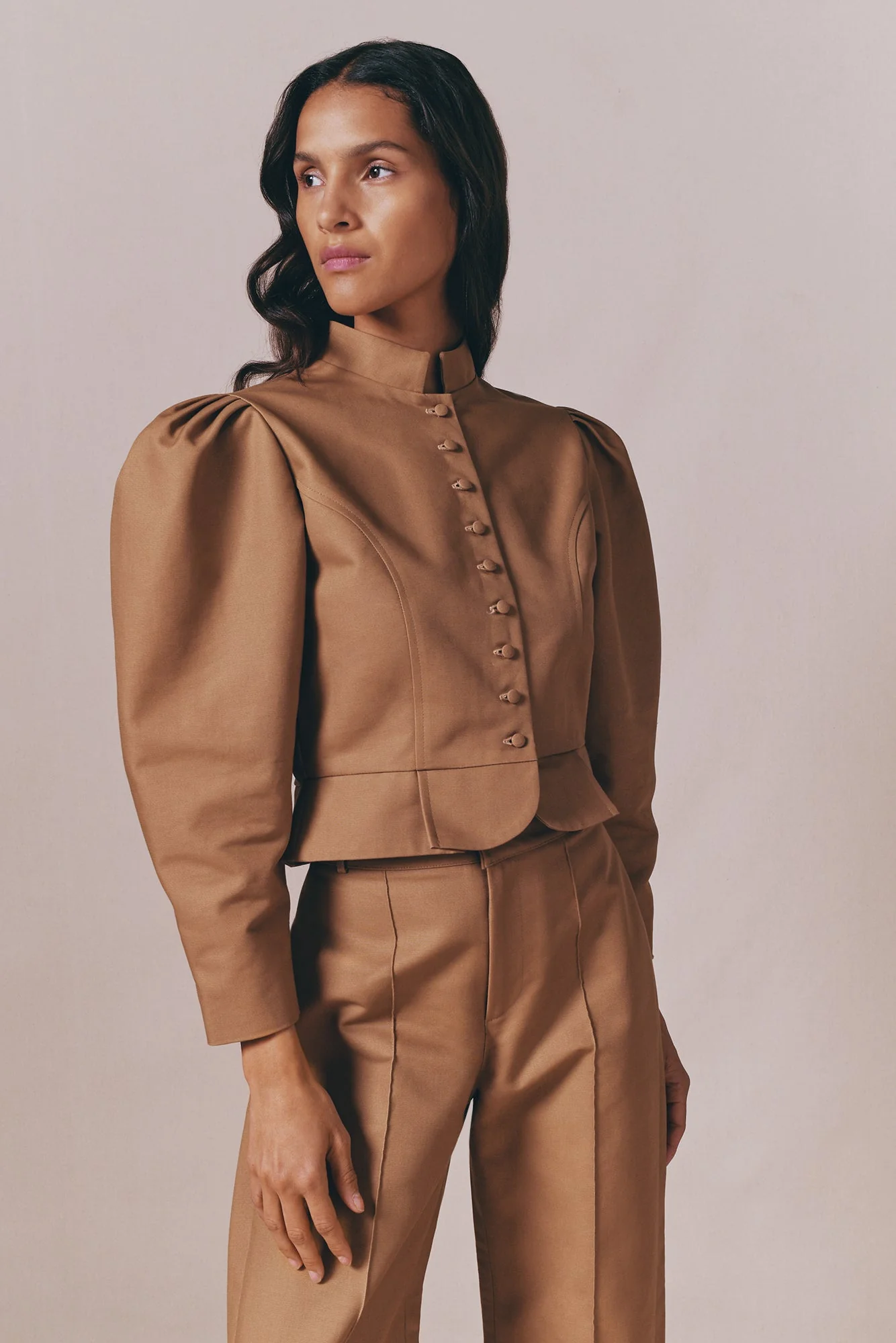 Camel Cotton Flared Pants - Image 5