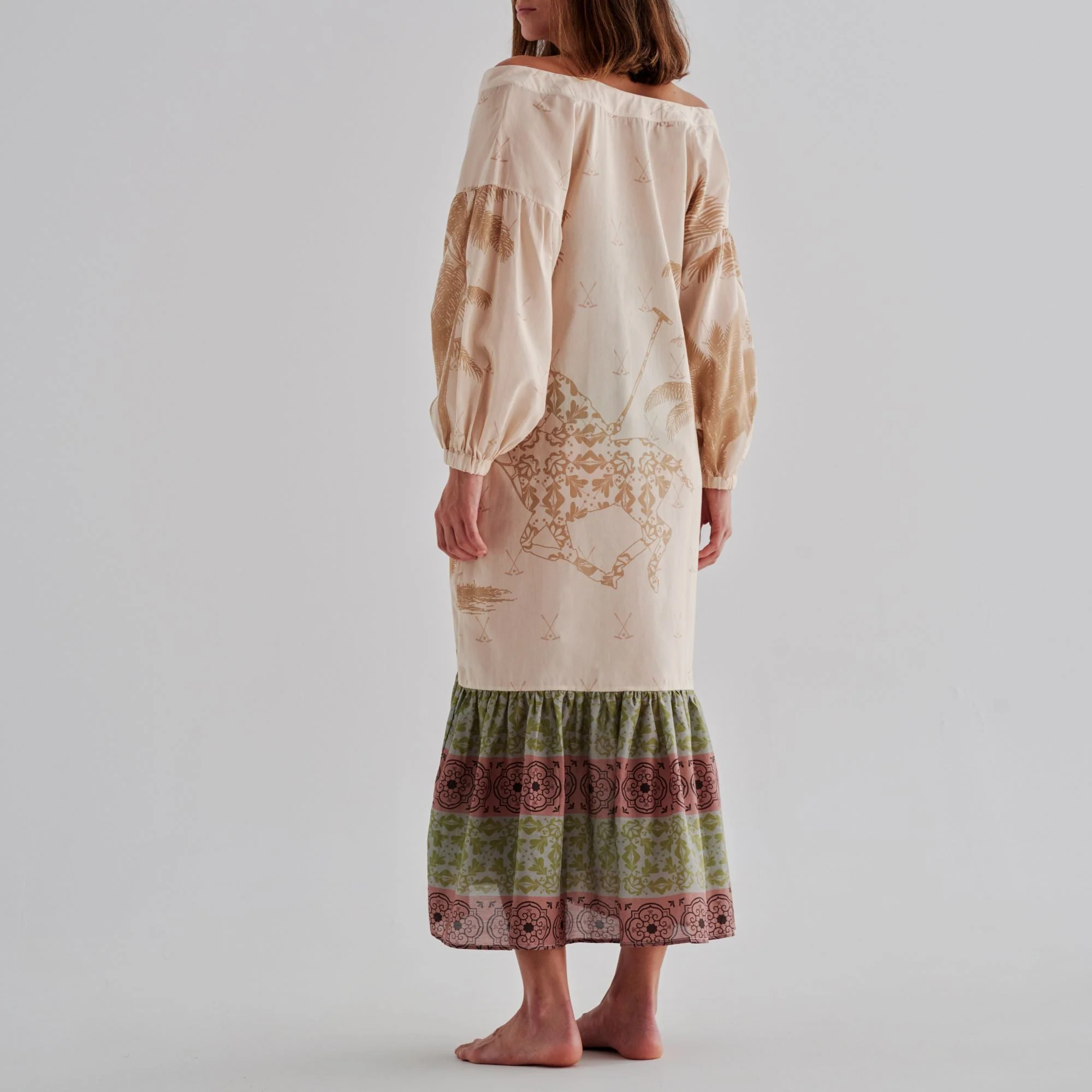 Chiapas Cotton-Silk Midi Dress / Ivory Palms - Image 6