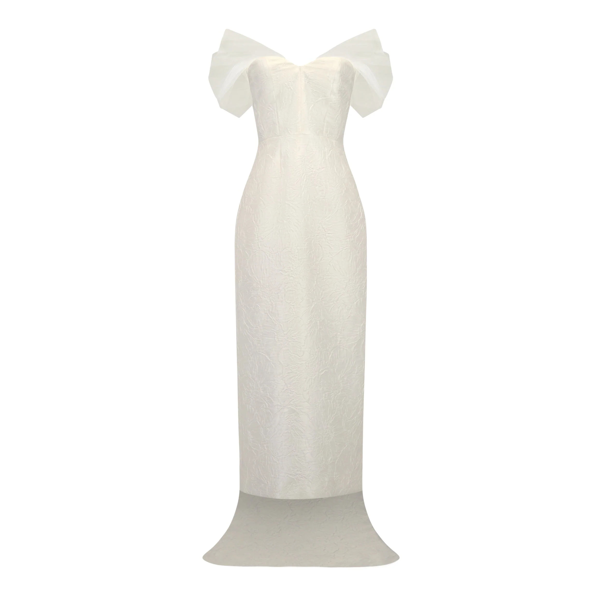 Colette Dress in White Floral Brocade - Image 3