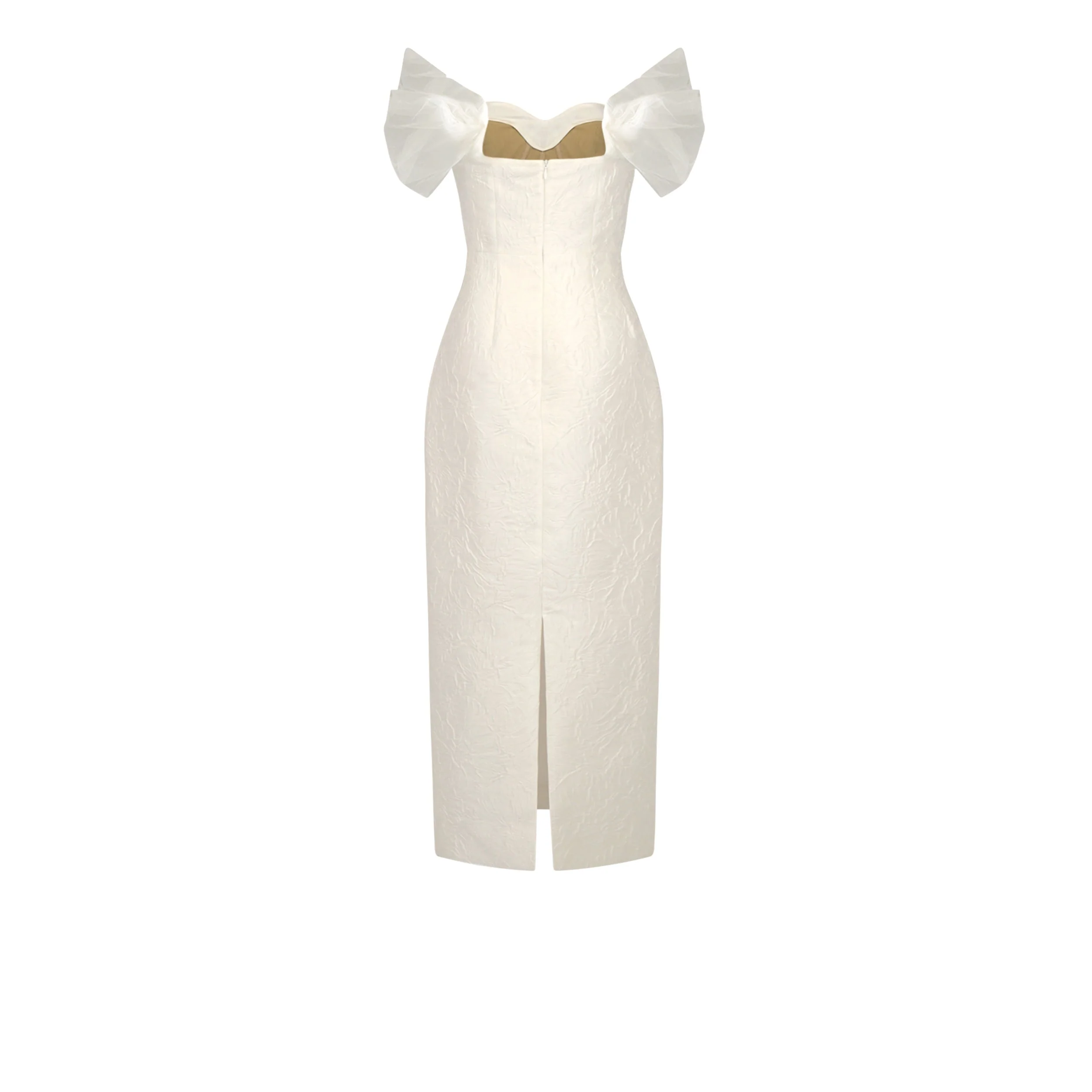 Colette Dress in White Floral Brocade - Image 5