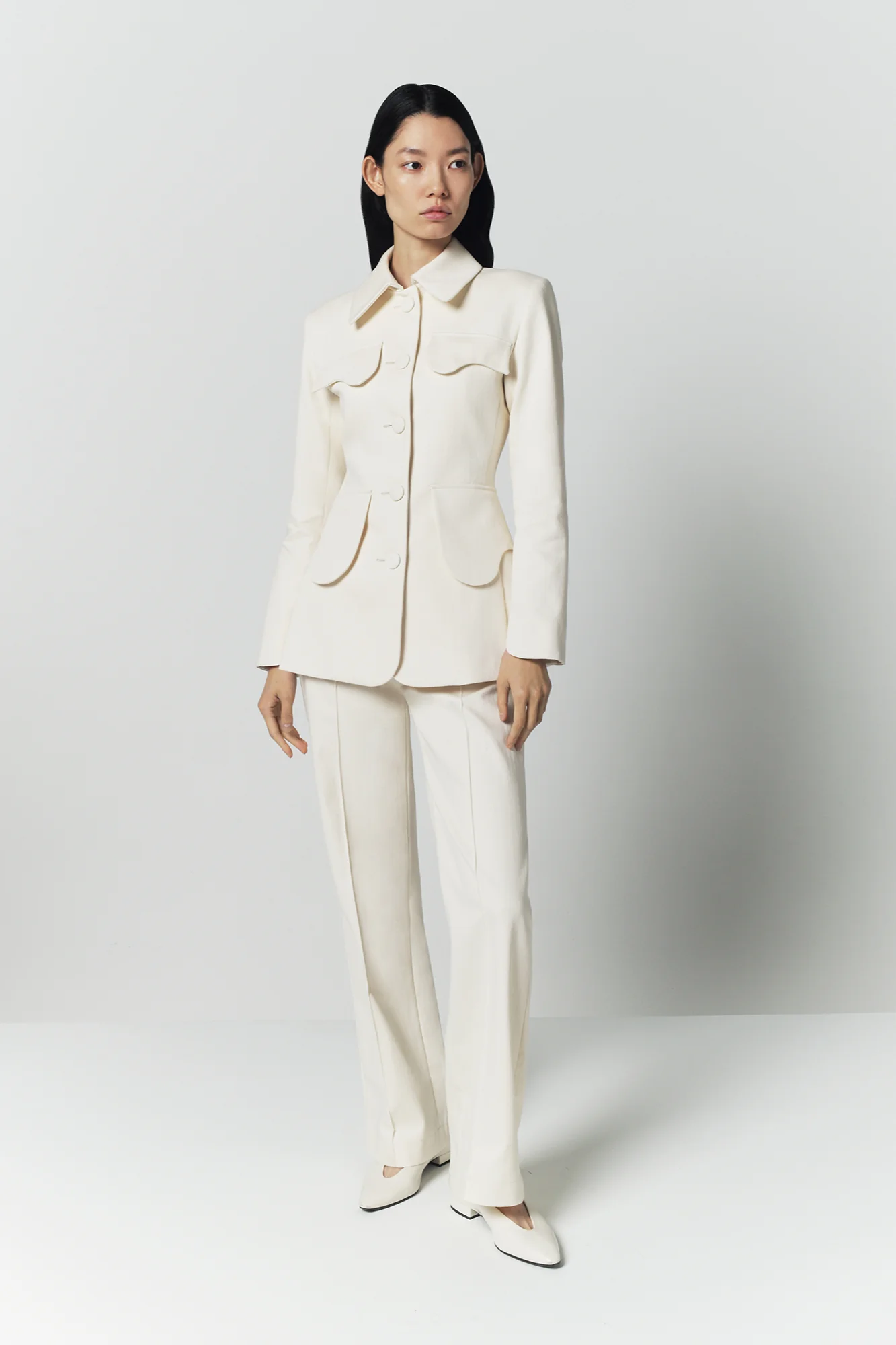 Denim Ecru Straight Pants - Image 5