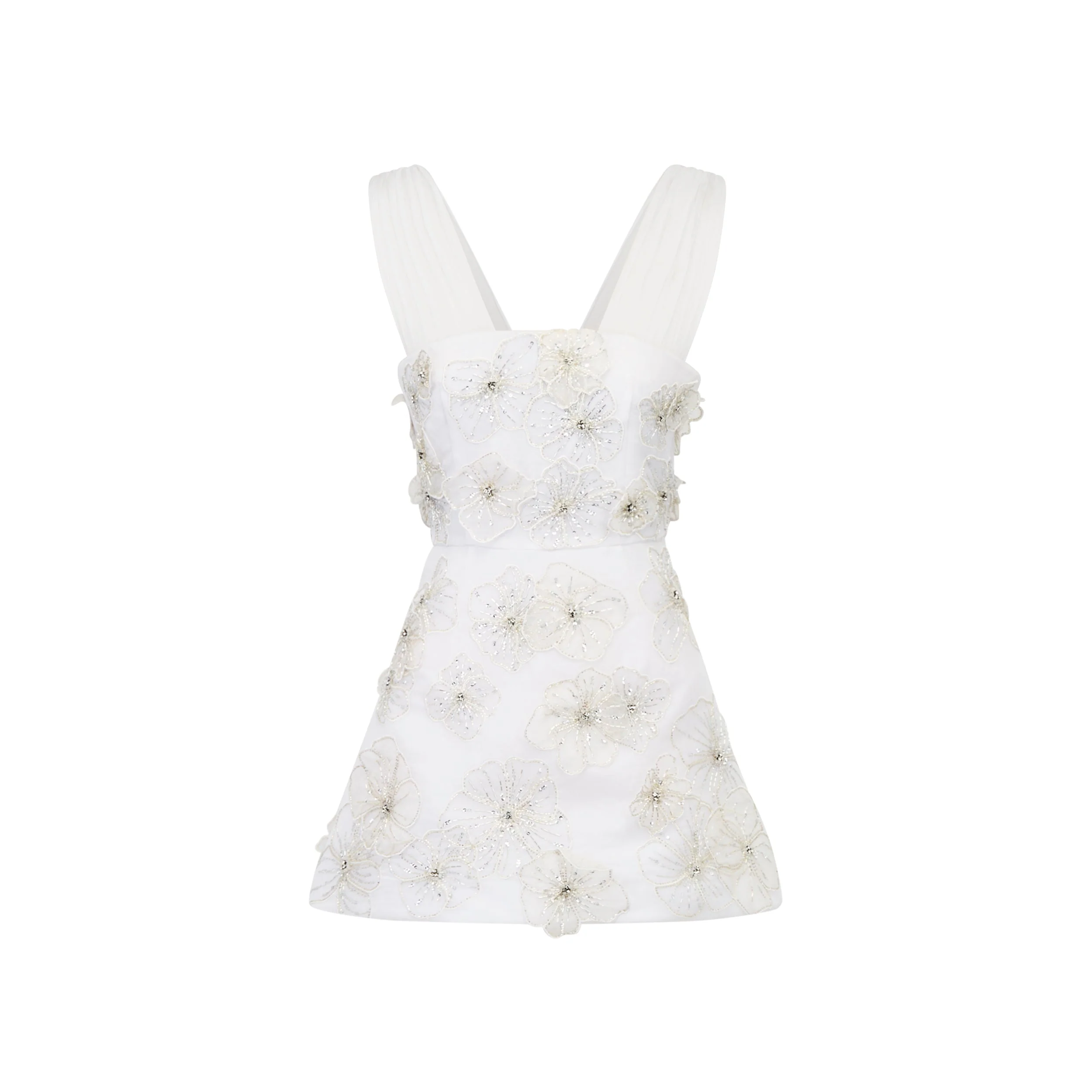 Ellia Dress in White Organza With 3D Appliqué - Image 3