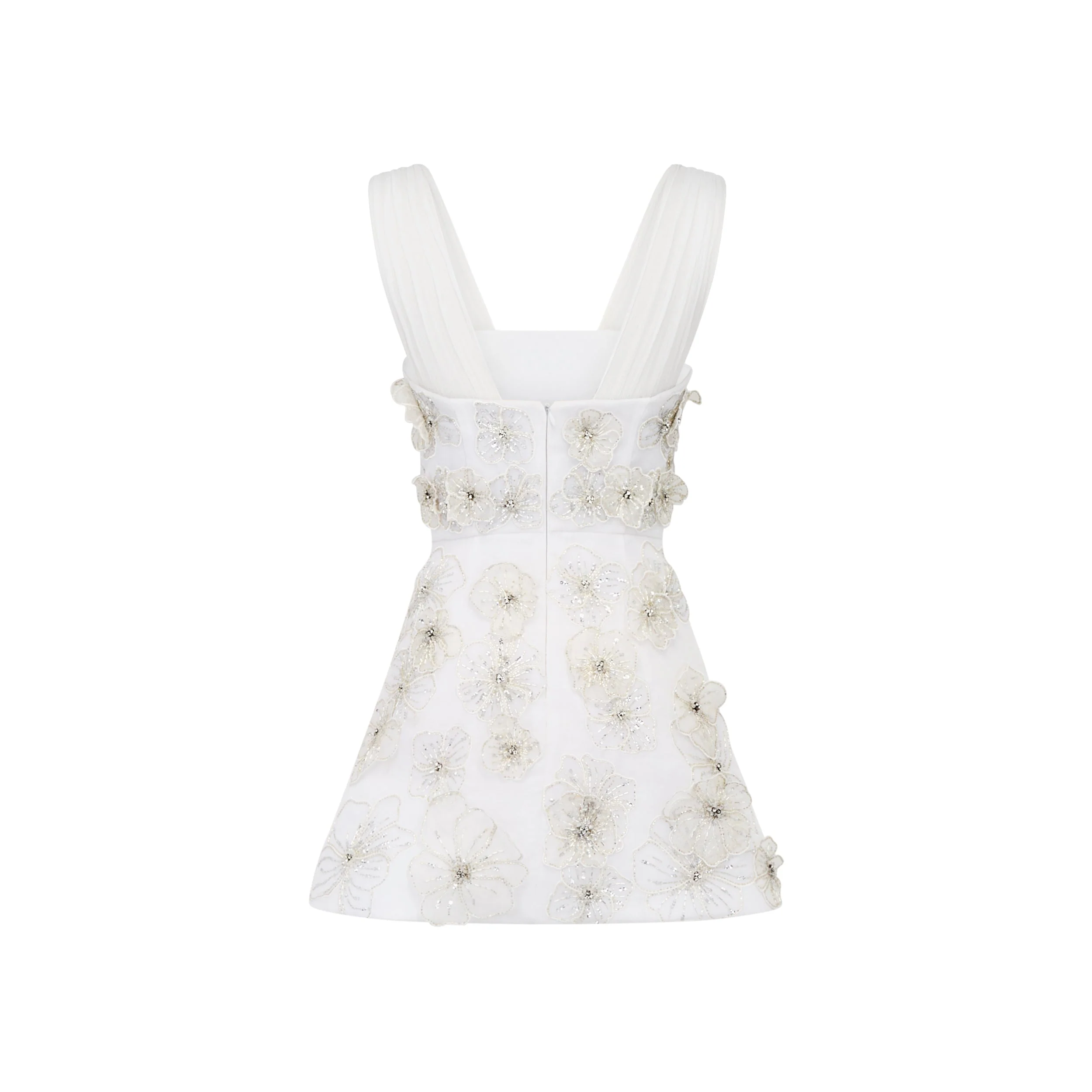 Ellia Dress in White Organza With 3D Appliqué - Image 4
