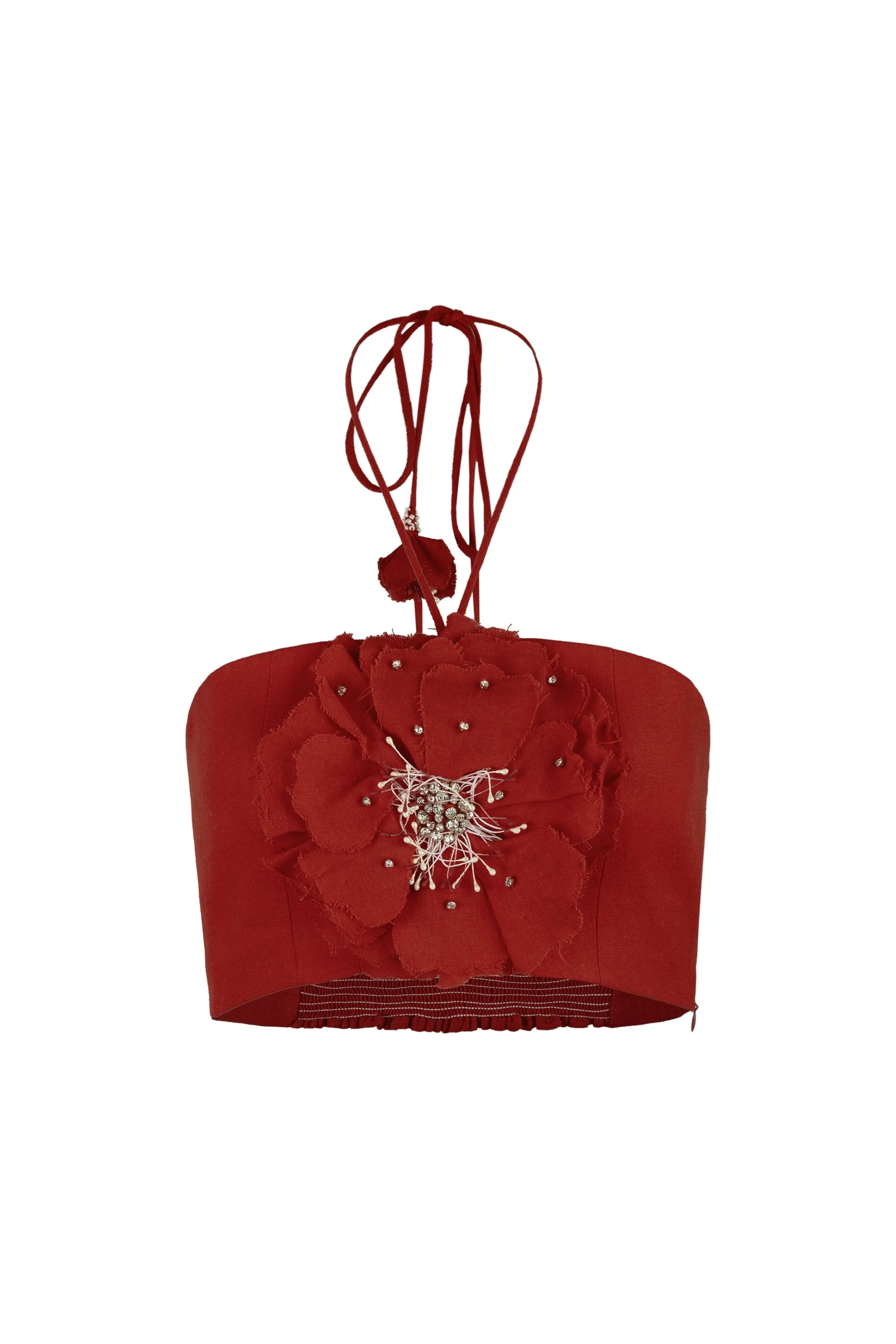 Gol Crop Top - Deep Red - Image 12