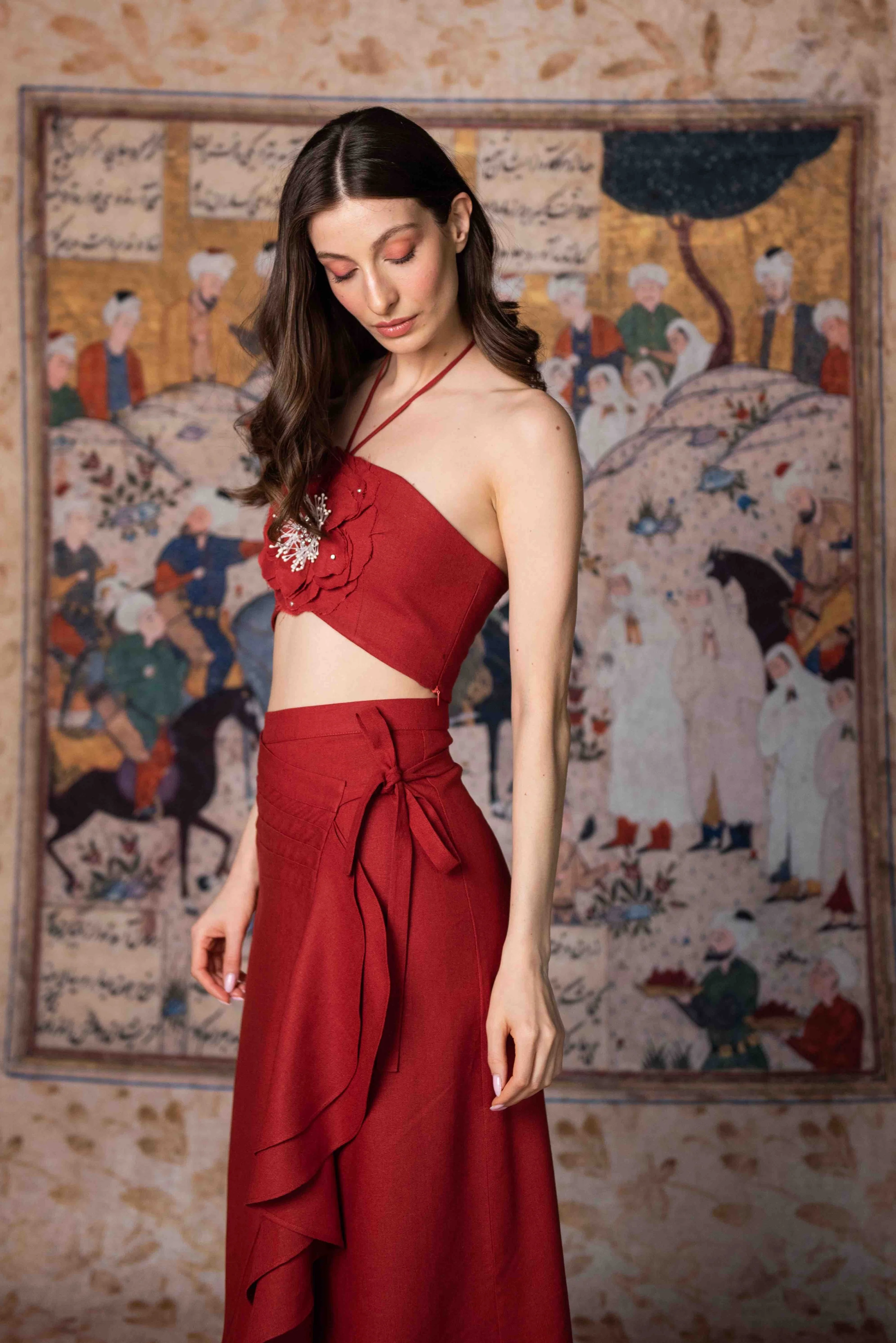 Golestan Ruffle Skirt - Deep Red - Image 5