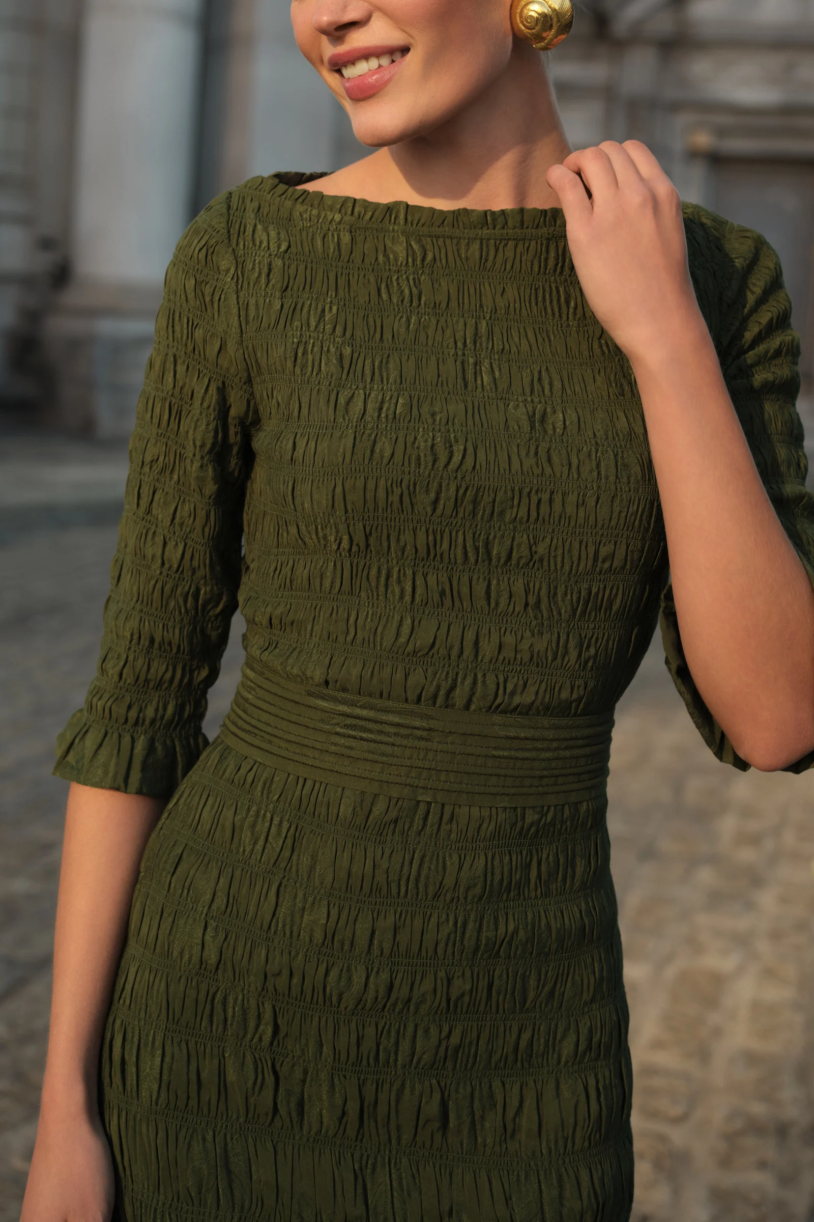 GRETTA RUCHED MIDI DRESS - Image 4