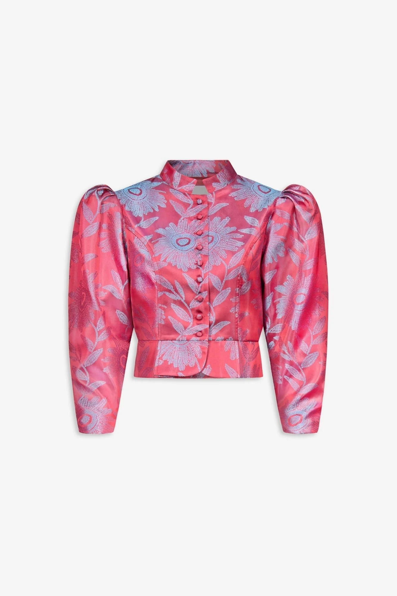 Jacquard Satin Puff Sleeve Jacket - Image 2