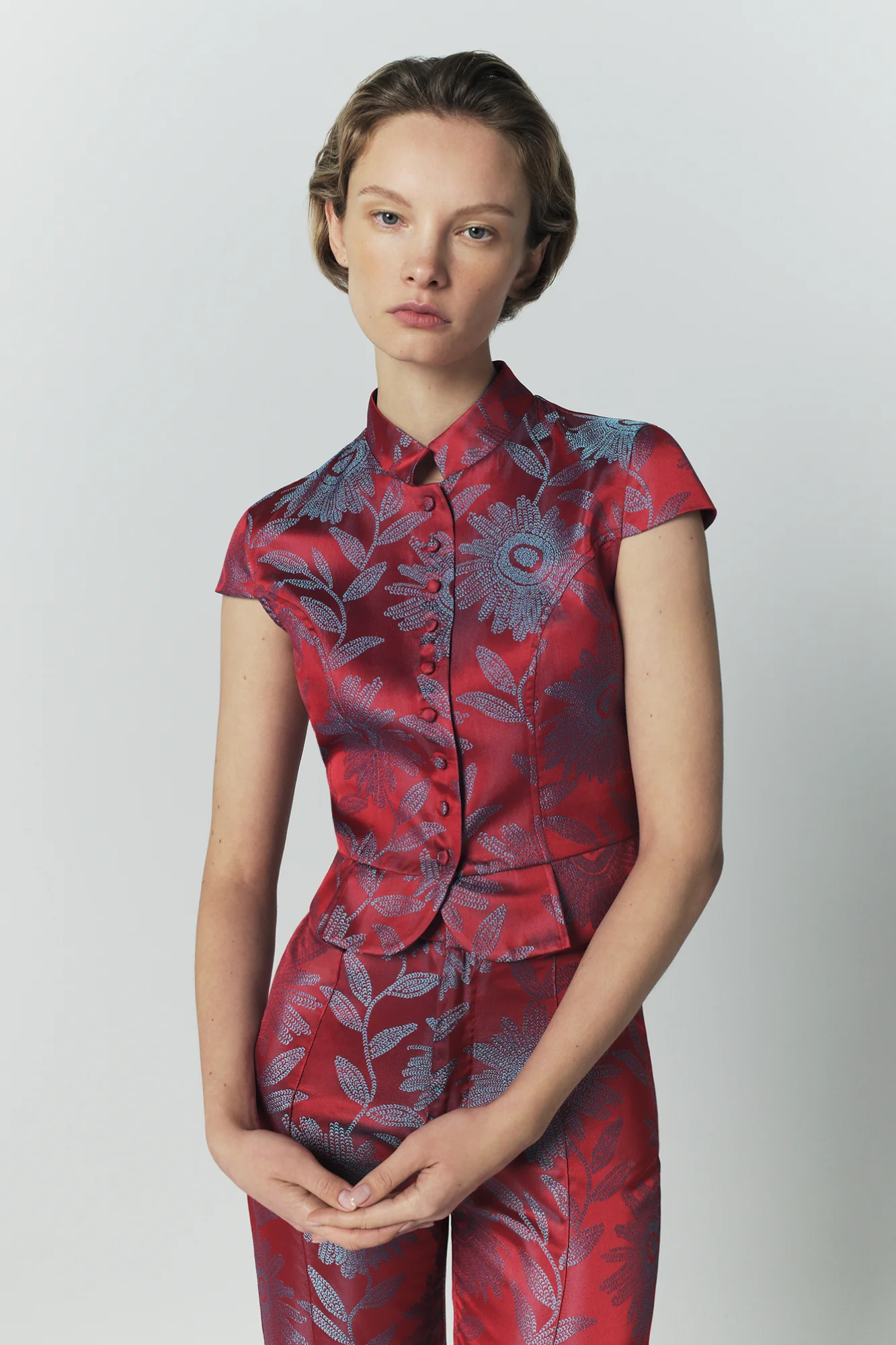 Jacquard Satin Sleeveless Summer Top - Image 7