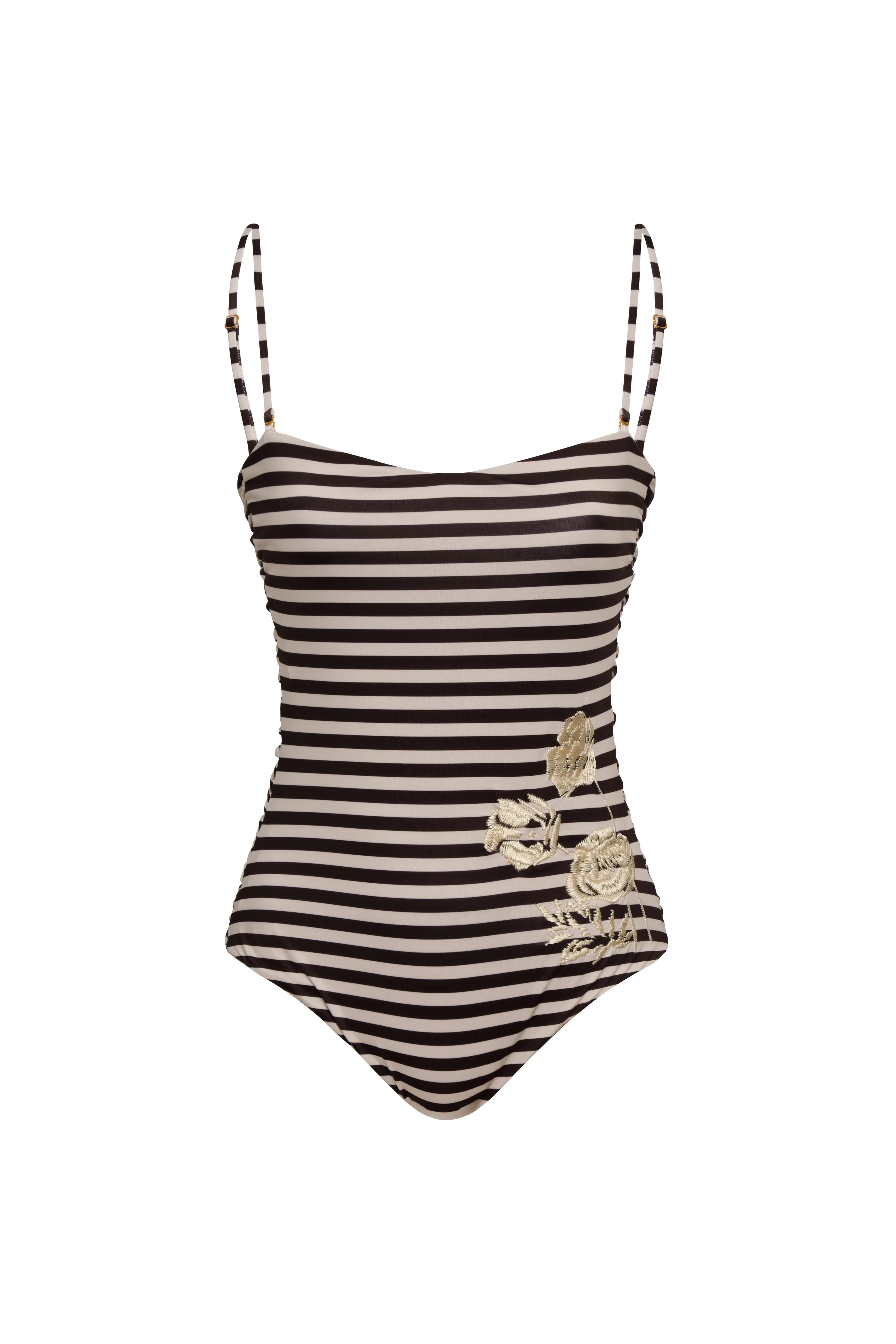 Las Balsas Embroidered One Piece / Black & White Stripes - Image 3