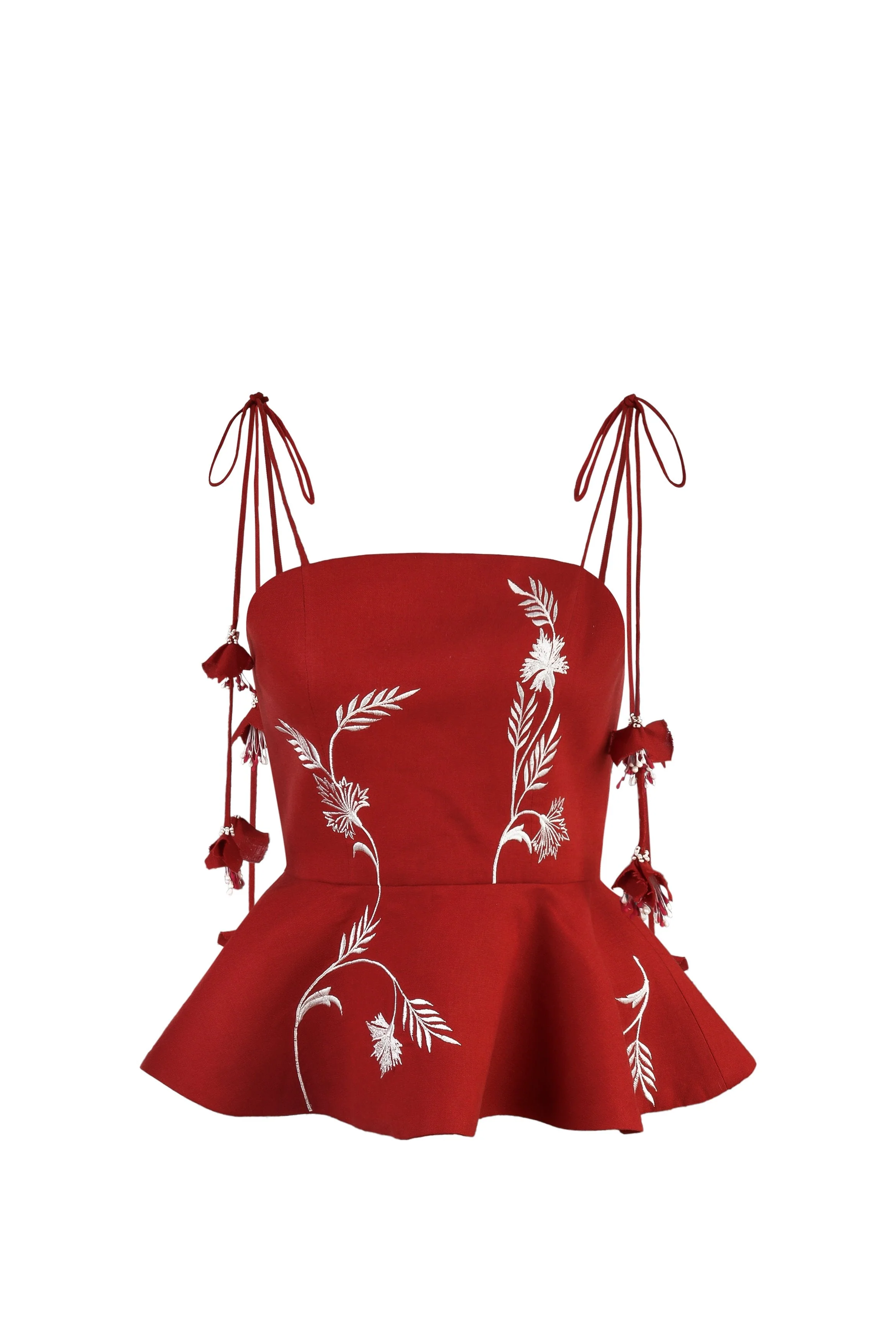 Lily Top - Deep Red & Ivory - Image 11