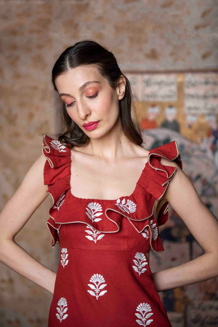 Malika Dress - Deep Red - Image 5