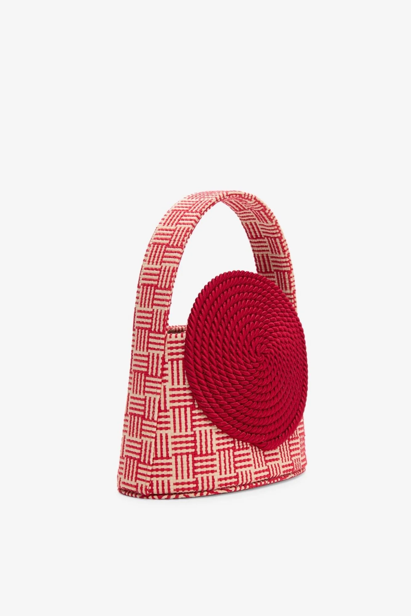 Natural & Red Straw Bag With Passementerie Details - Image 5