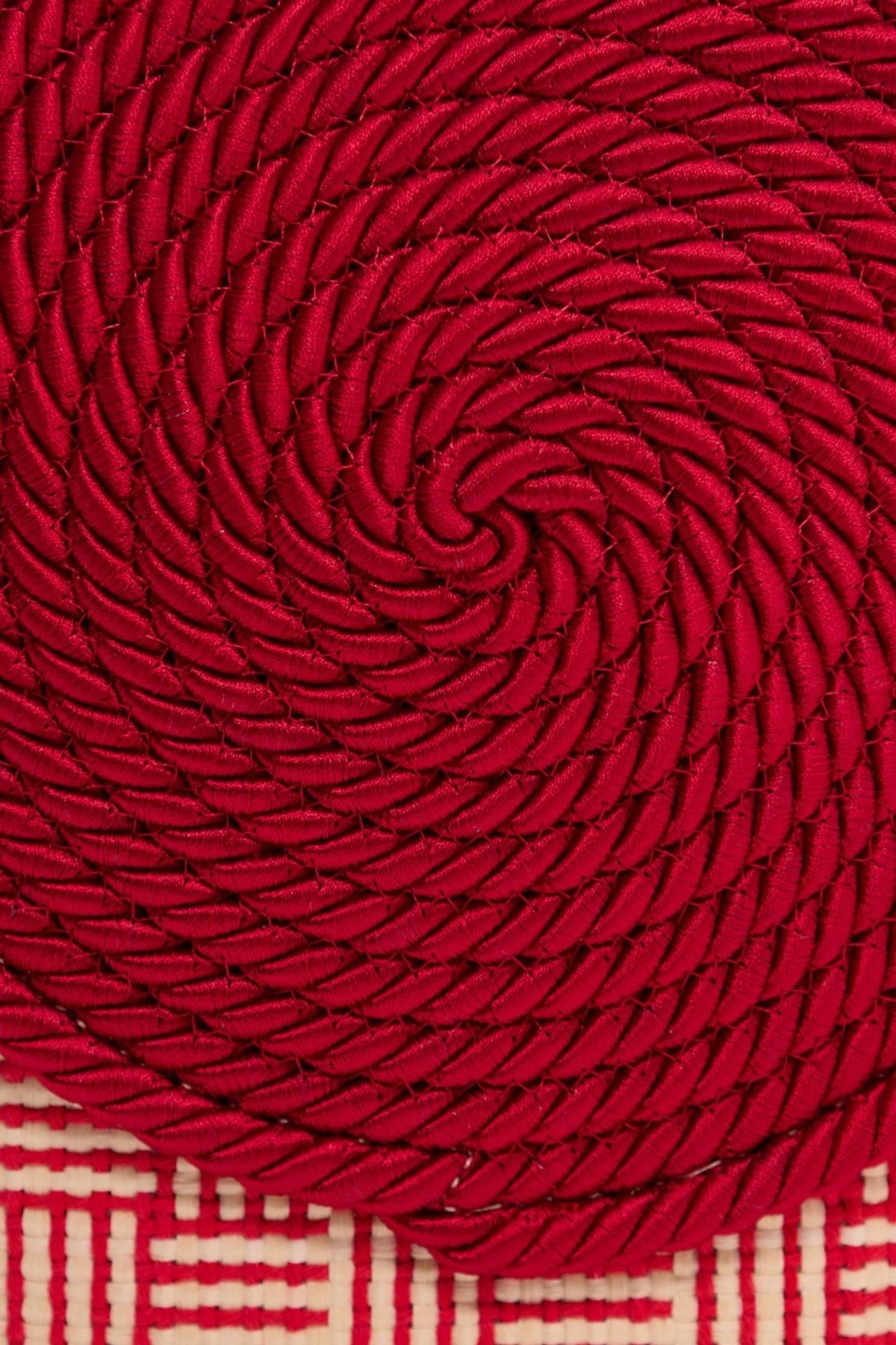 Natural & Red Straw Bag With Passementerie Details - Image 9