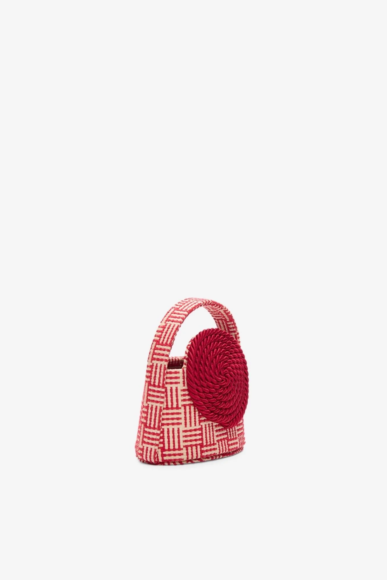 Natural & Red Straw Mini Bag With Passementerie Details - Image 5