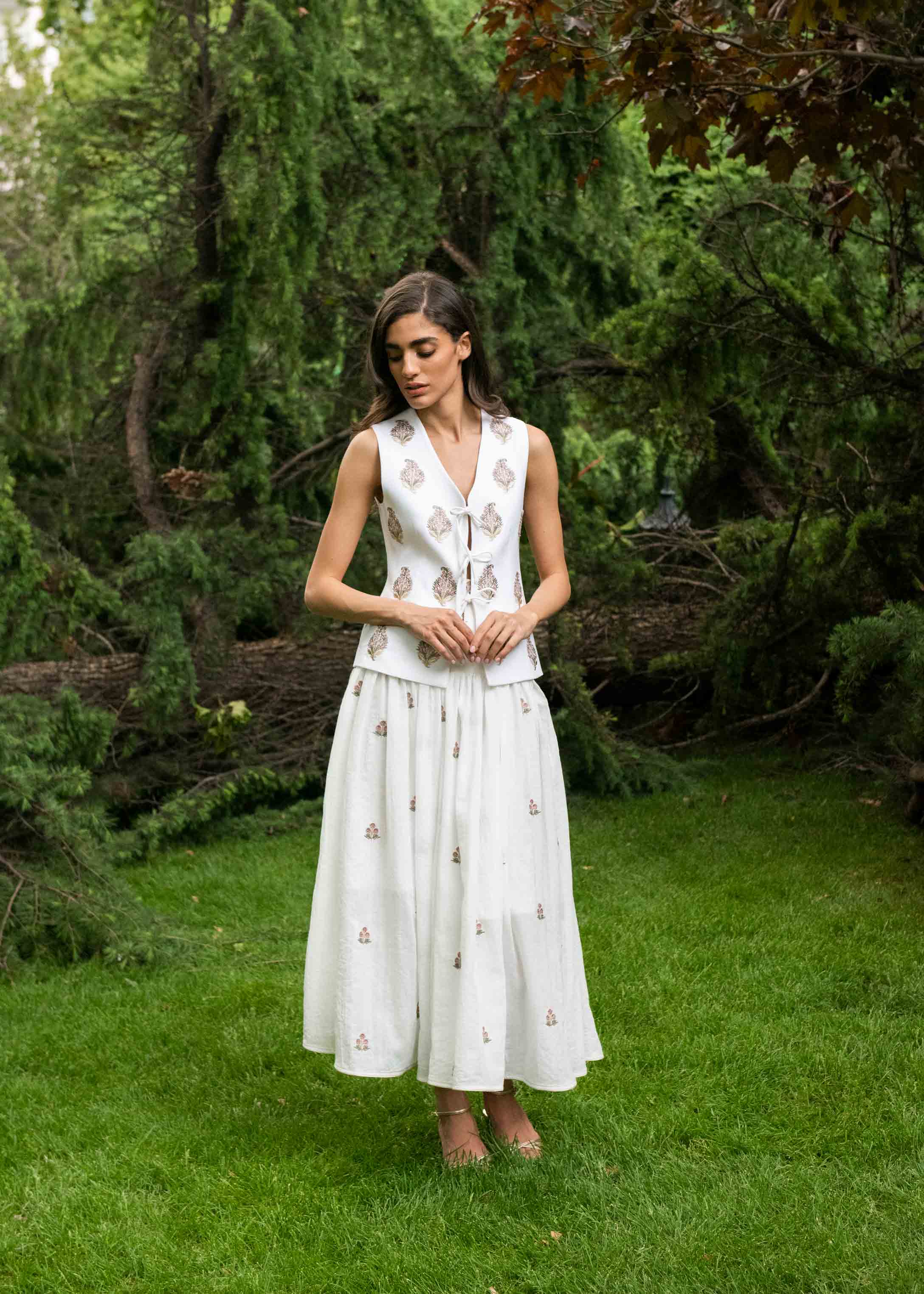 Naz Maxi Skirt - White & Pink - Image 9