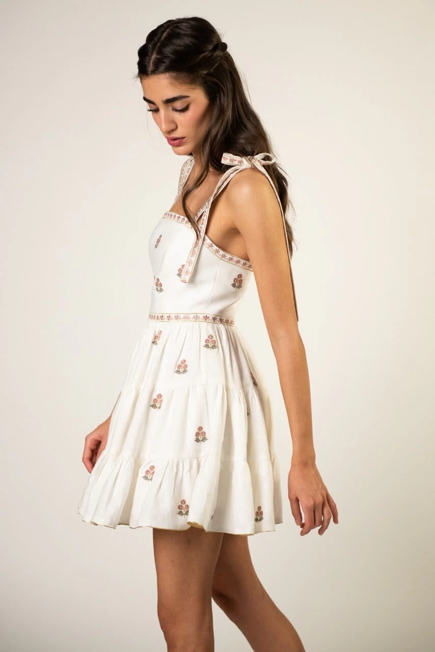 Naz Mini Dress - White & Pink - Image 5