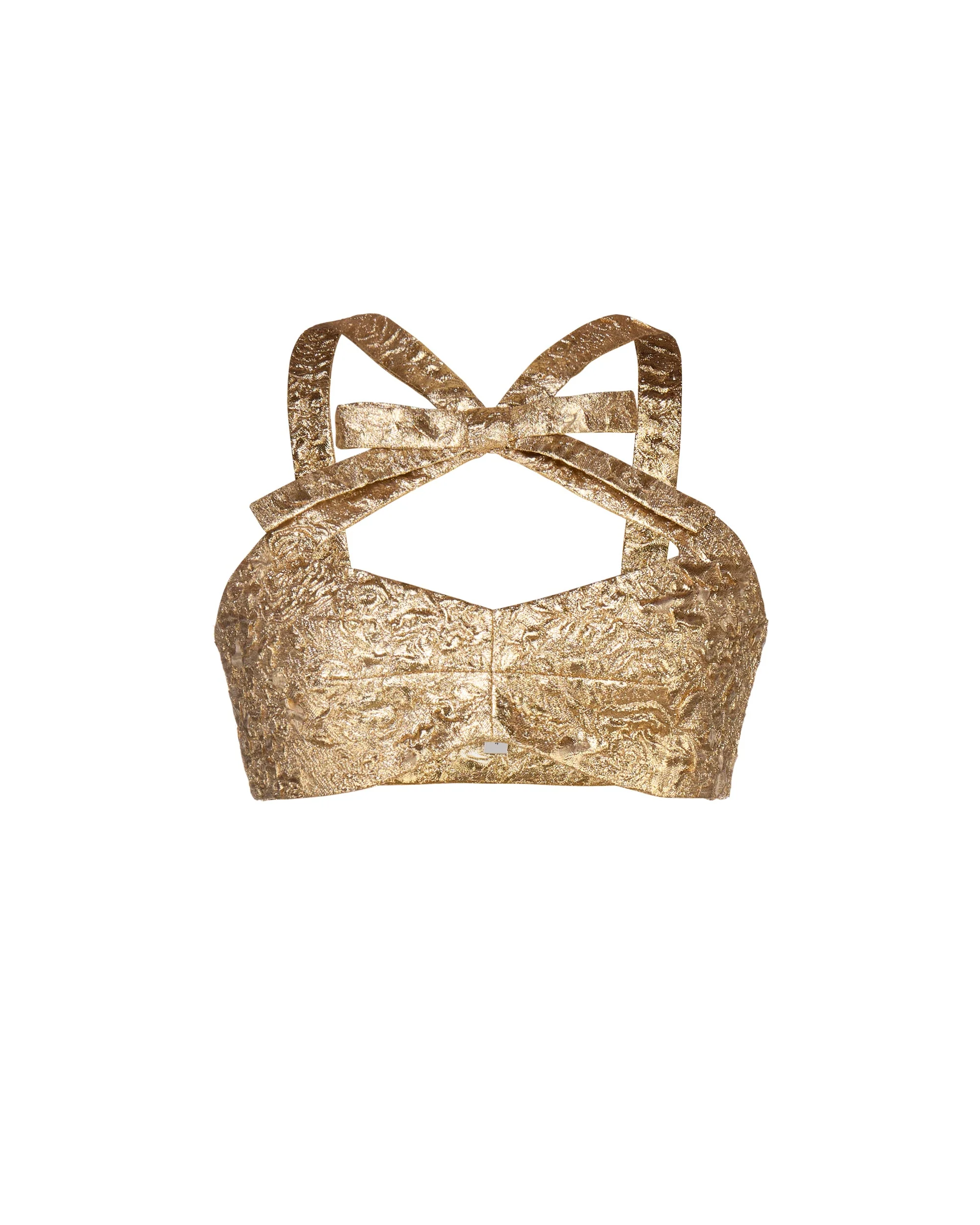 Olivia Bow Top in Gold Brocade - Image 7
