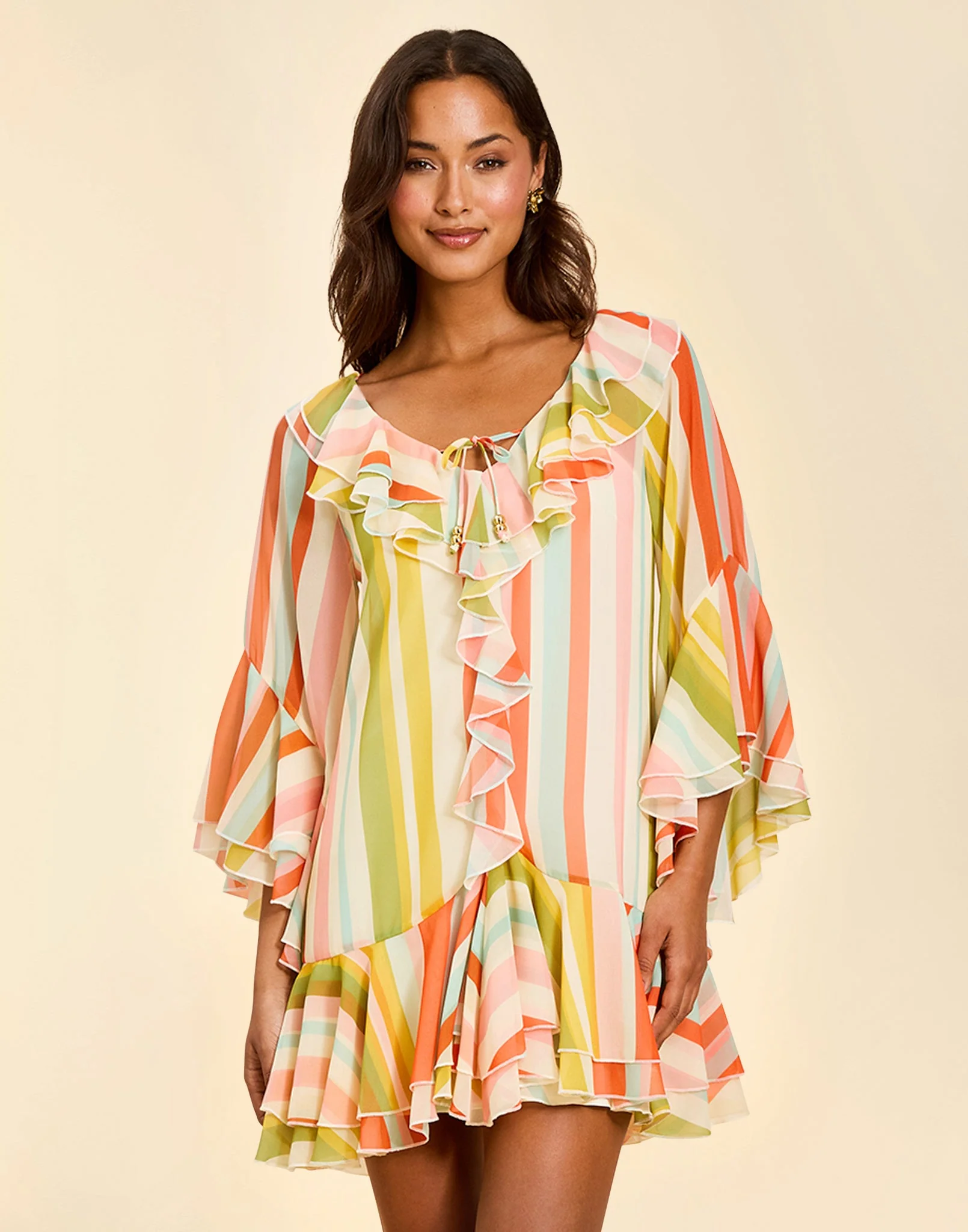 Bimini Ruffle Caftan Mini Dress - Image 14