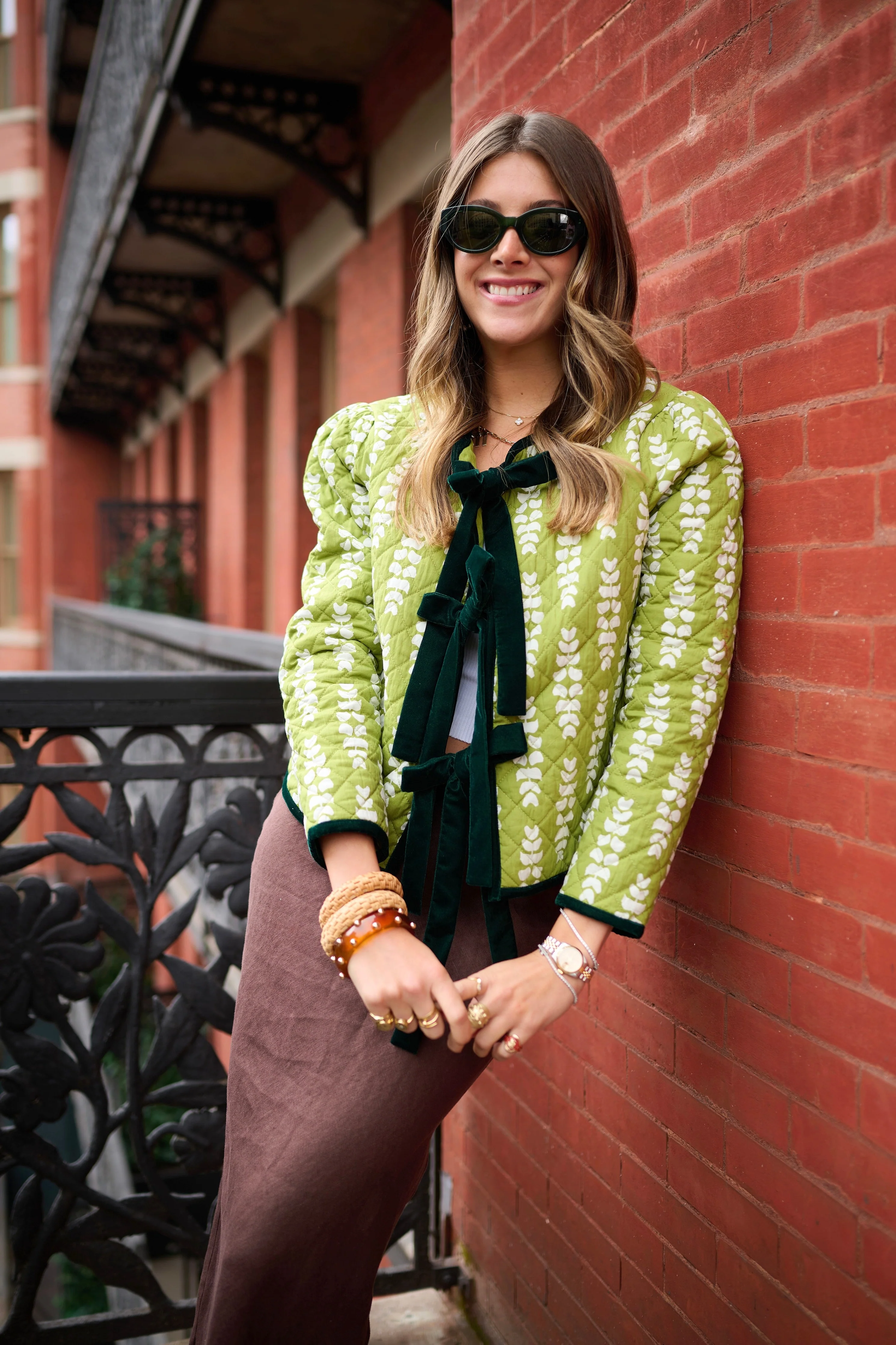 Quilted Rosy Jacket - Green Leaf - Image 14