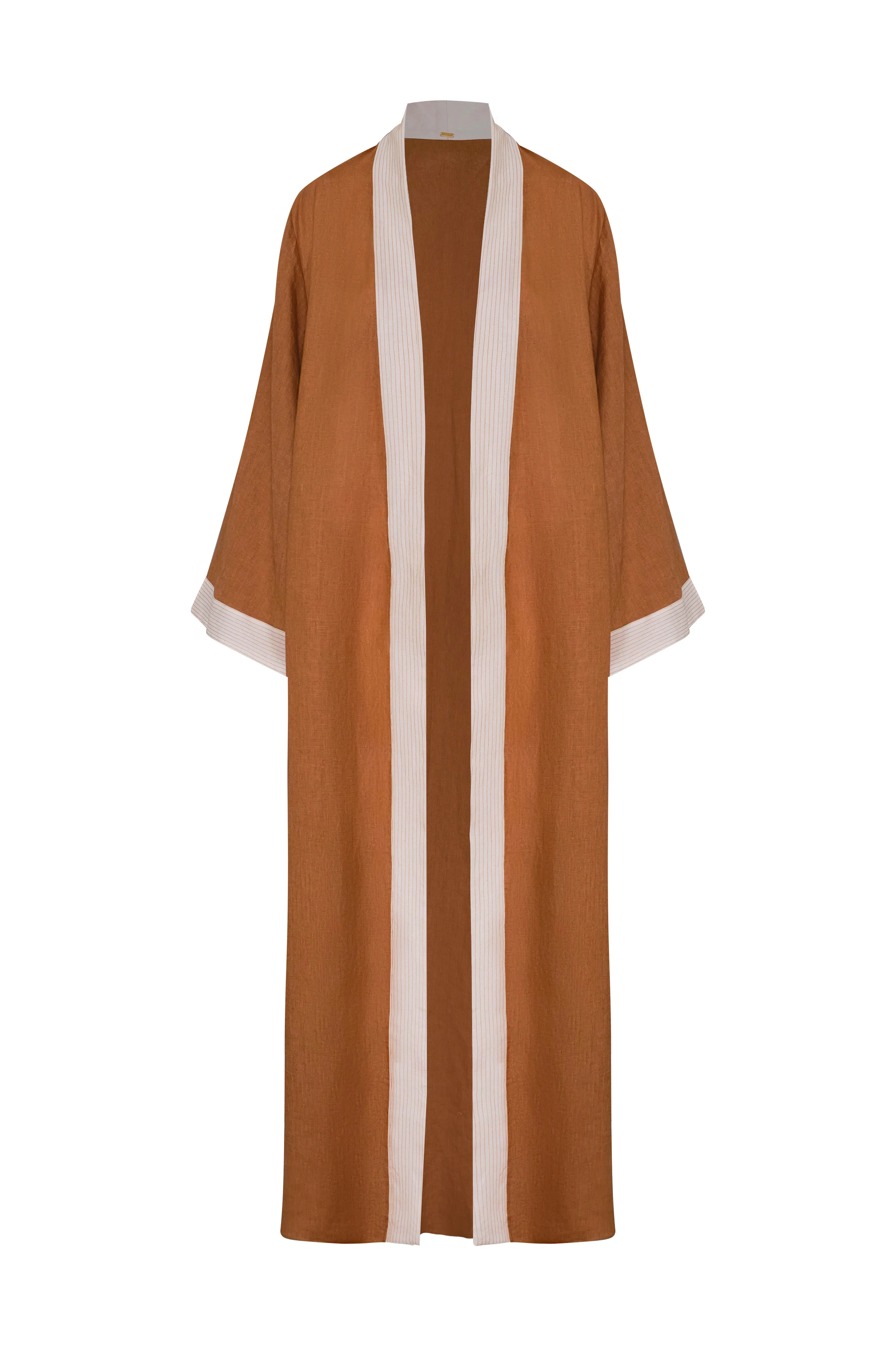 Rafaela Linen Kaftan / Brown & Ivory - Image 4