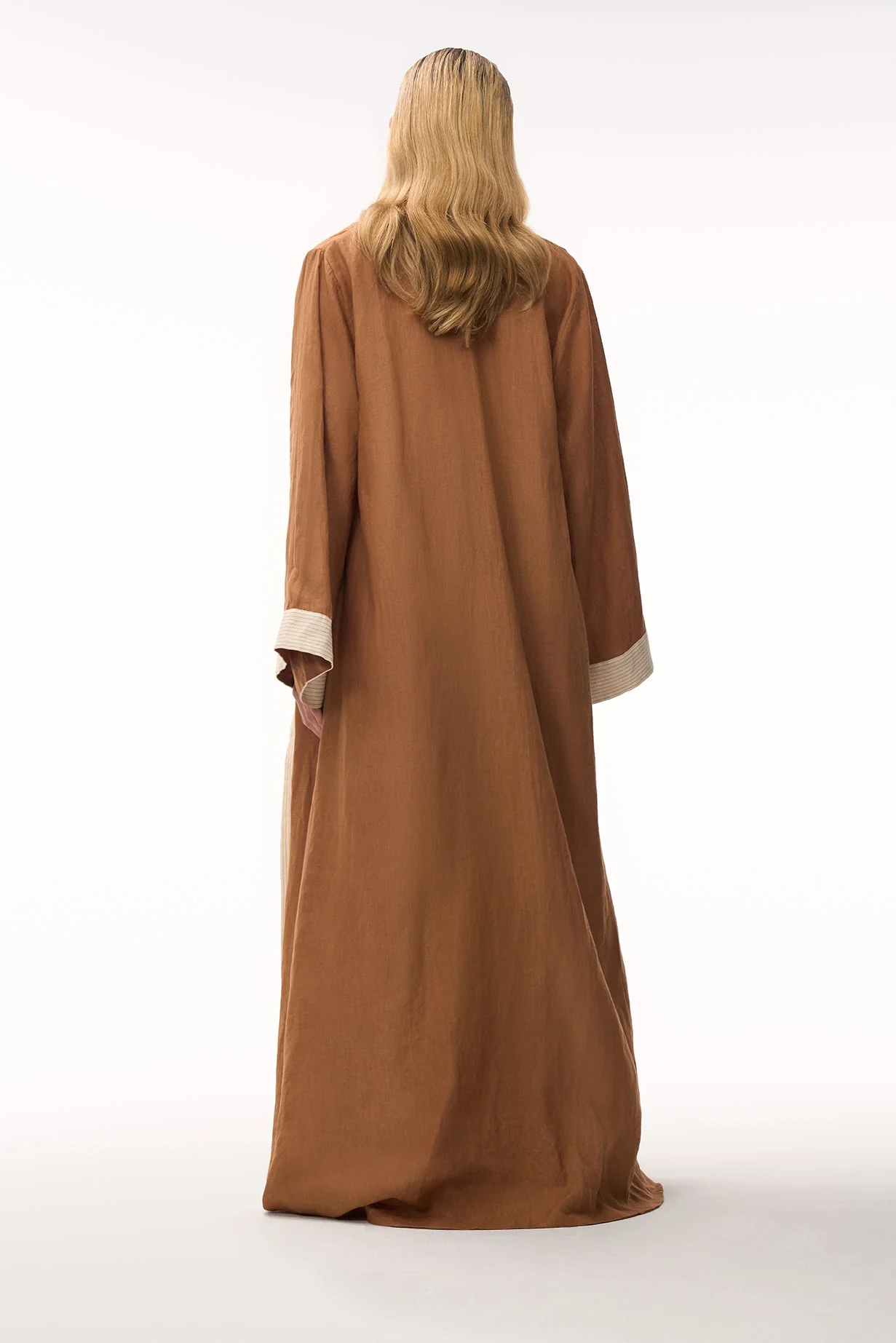 Rafaela Linen Kaftan / Brown & Ivory - Image 9