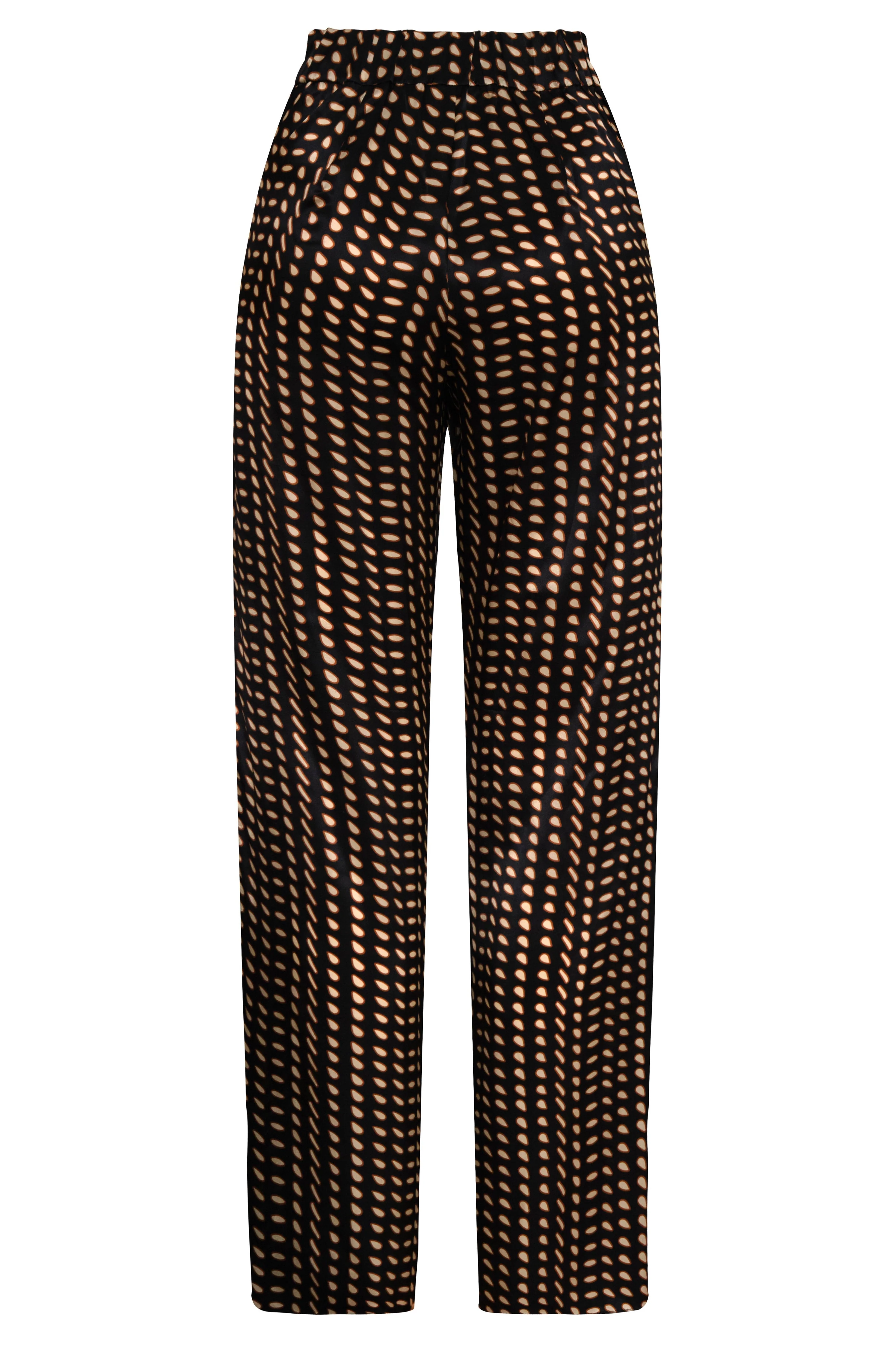 Santo Tomás Satin Silk Pants / Black & Ivory Seeds - Image 4