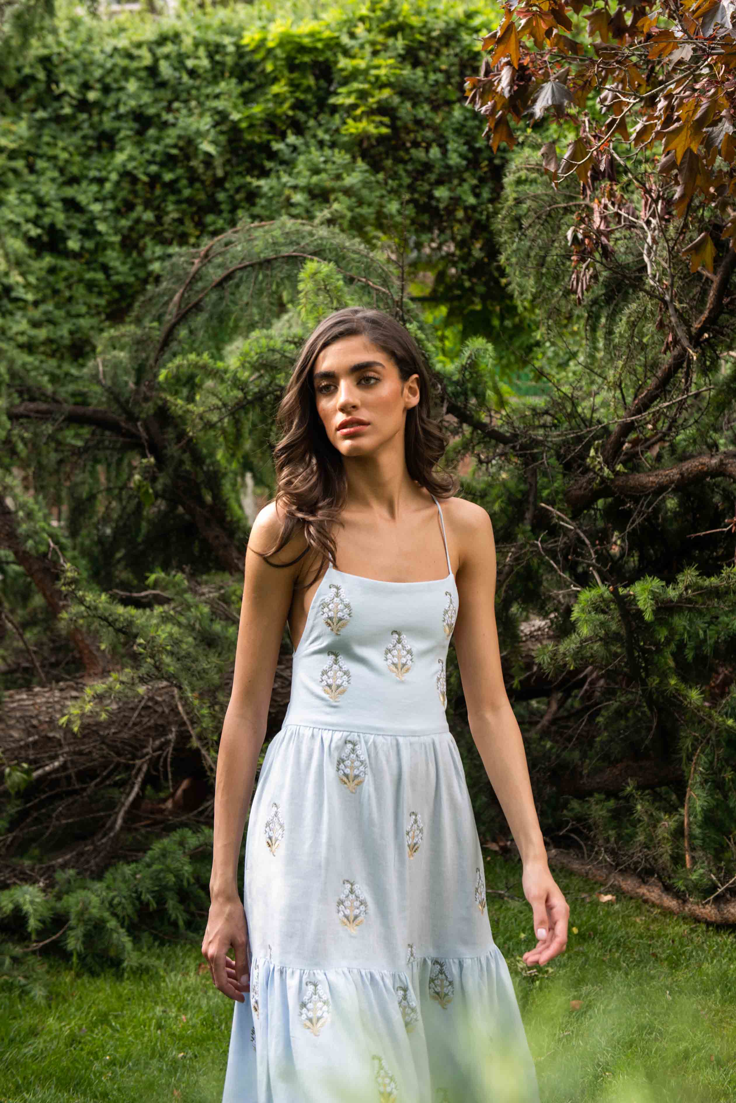 Sarv Maxi Dress - Baby Blue & White - Image 12