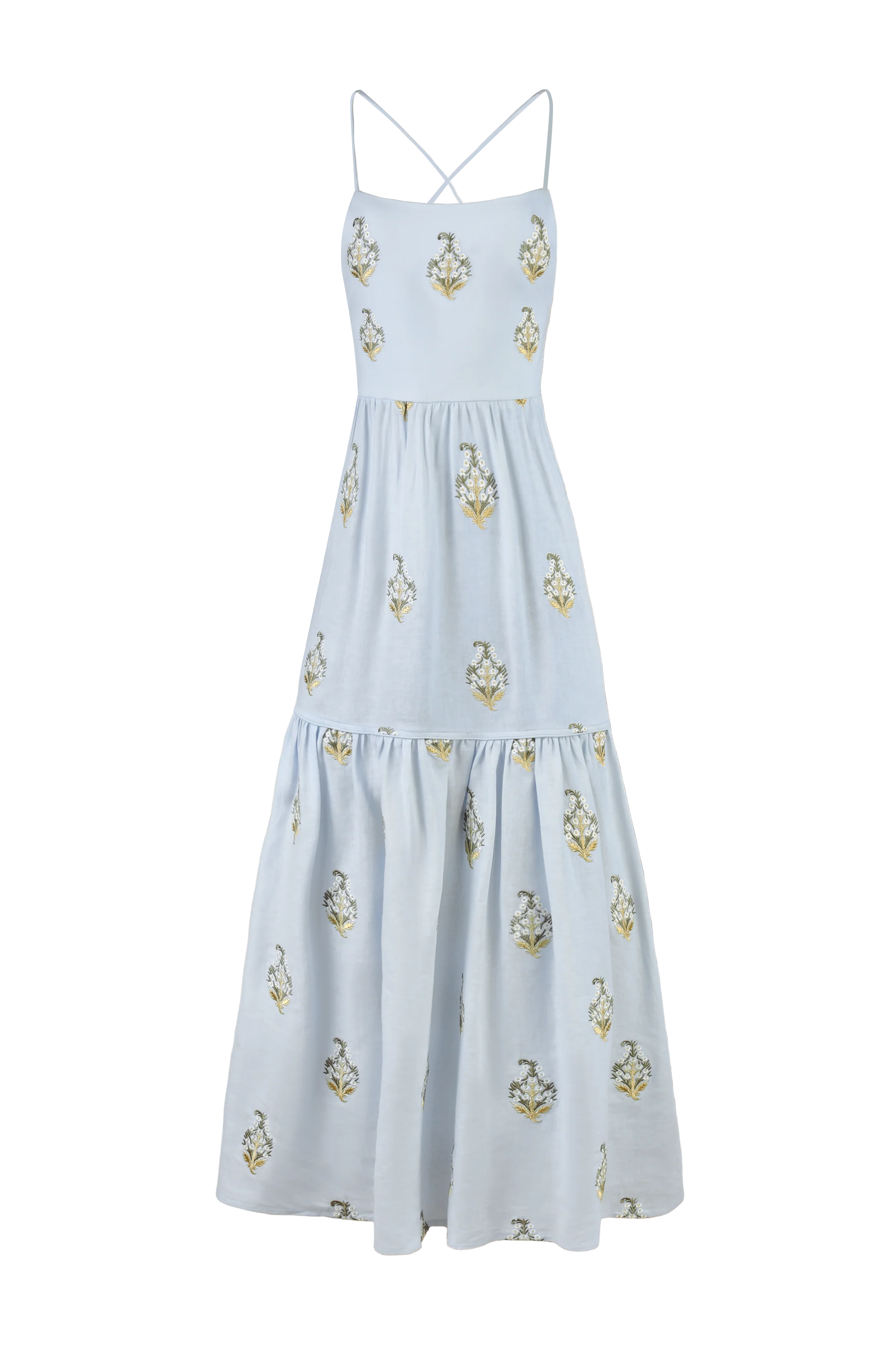 Sarv Maxi Dress - Baby Blue & White - Image 14