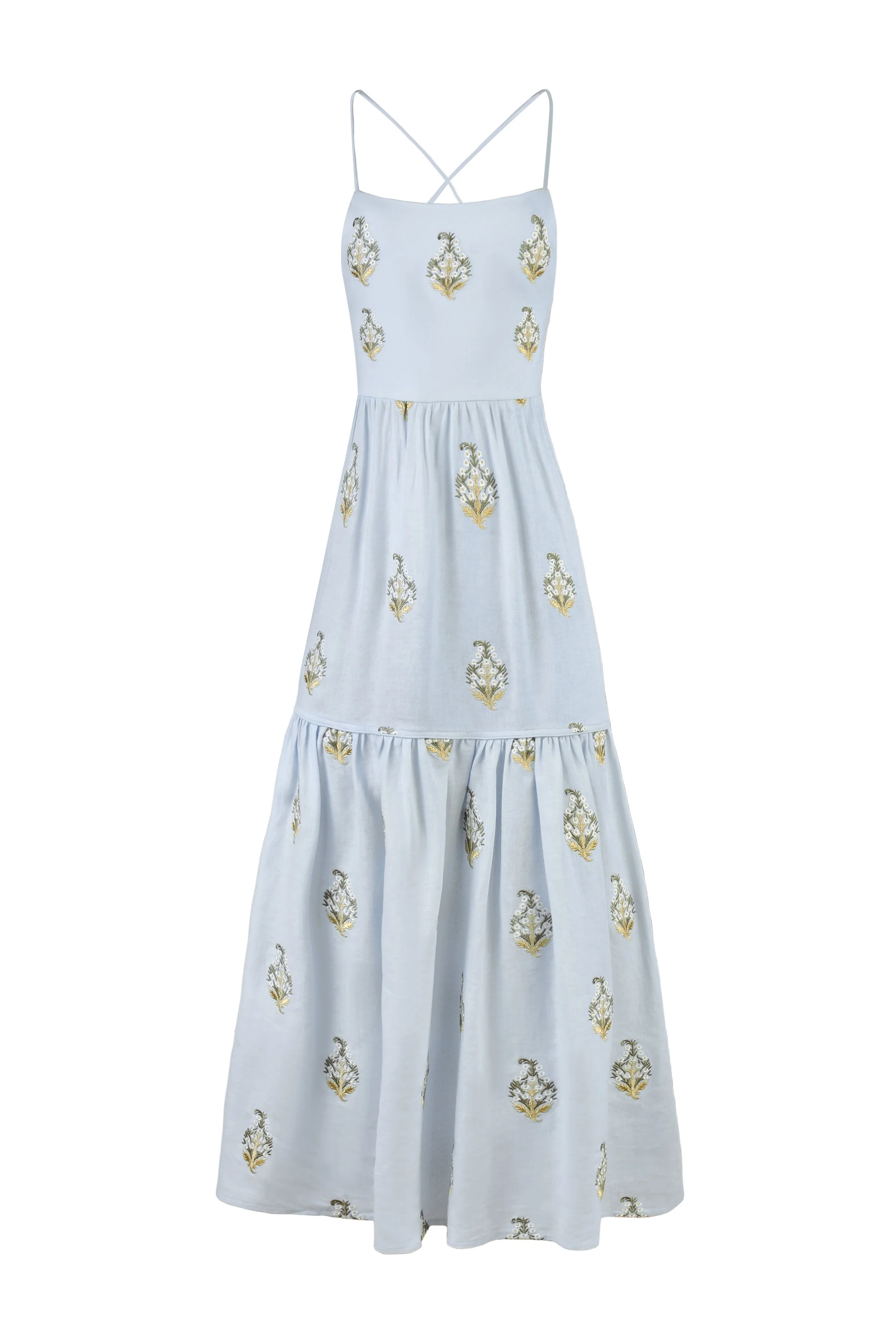 Sarv Maxi Dress - Baby Blue & White - Image 15