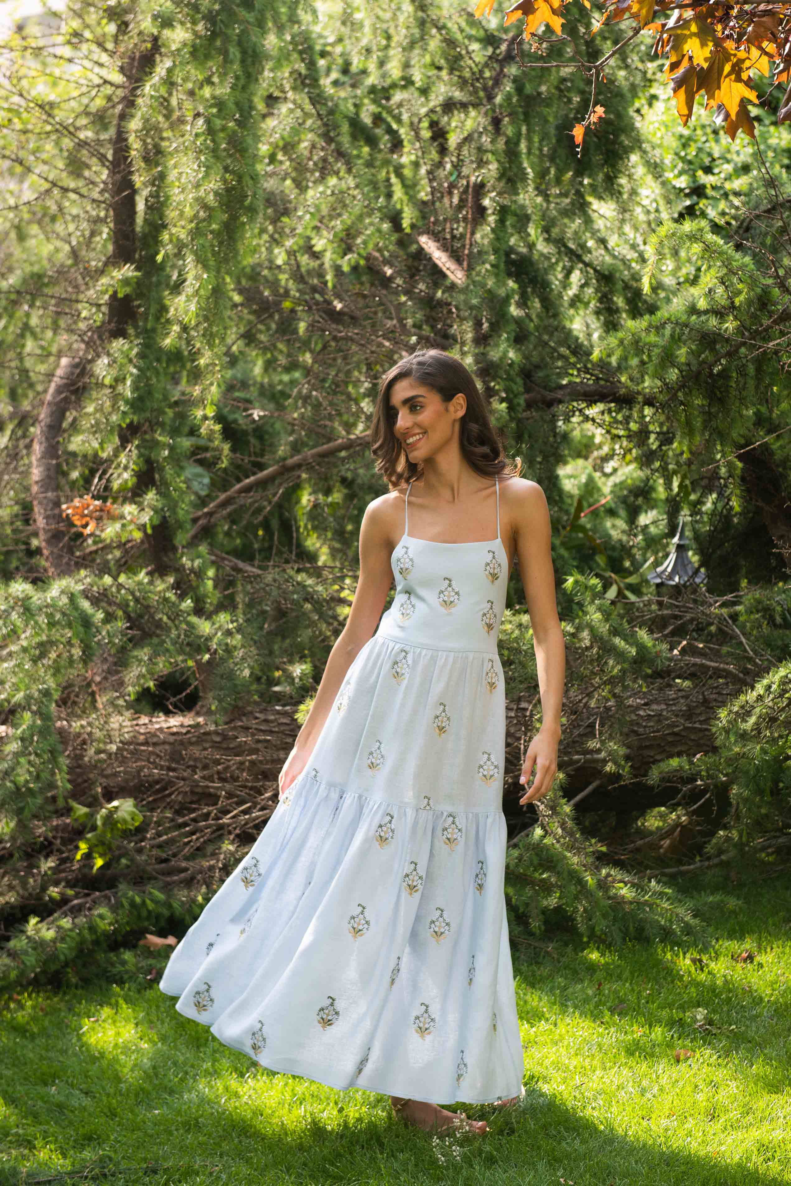 Sarv Maxi Dress - Baby Blue & White - Image 5