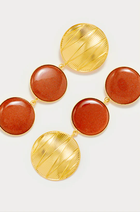 SONIA GEOMETRIC DOUBLE STONE GLITTERY BROWN - Image 2