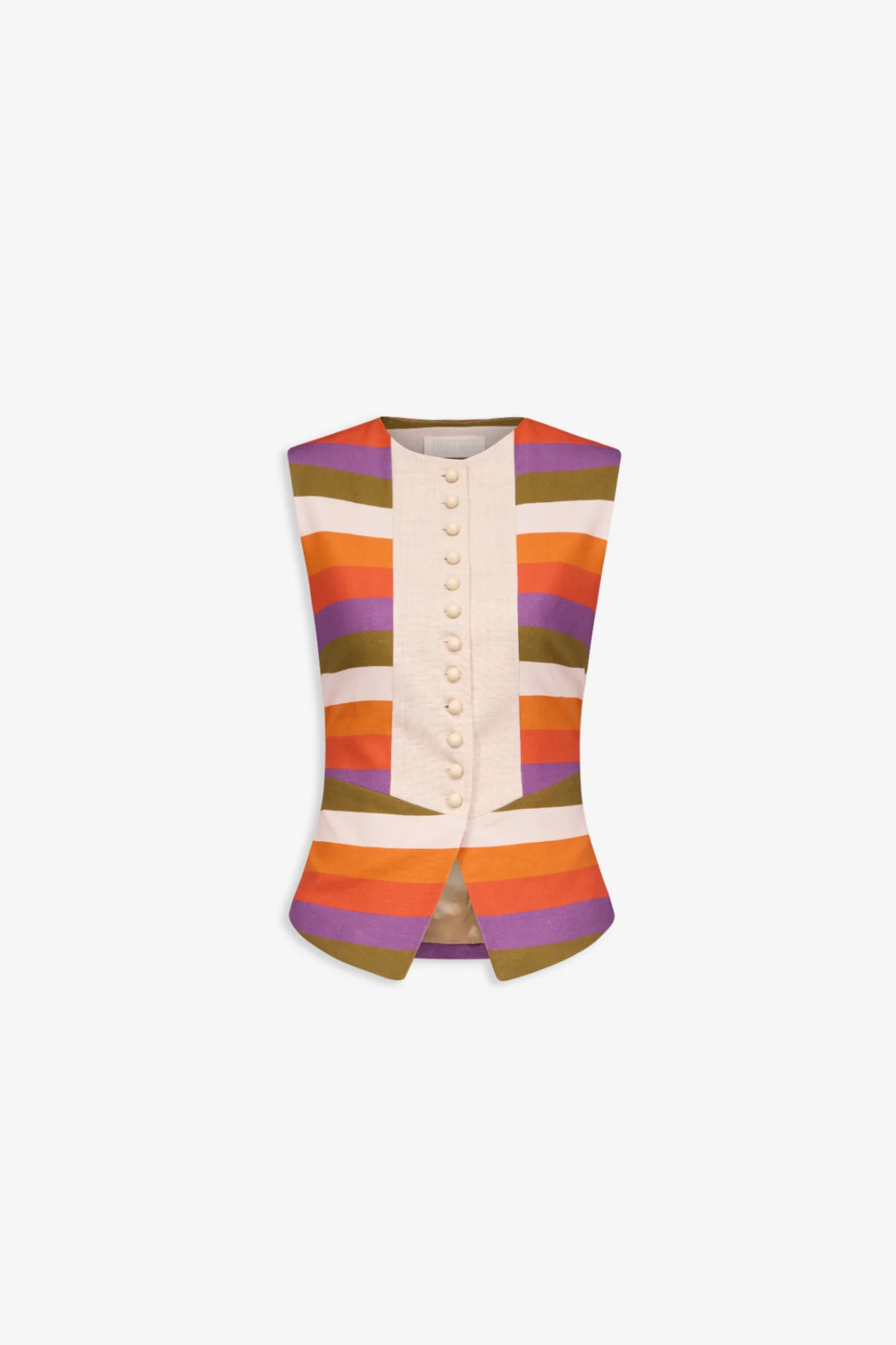 Striped Sleeveless Linen Top - Image 2