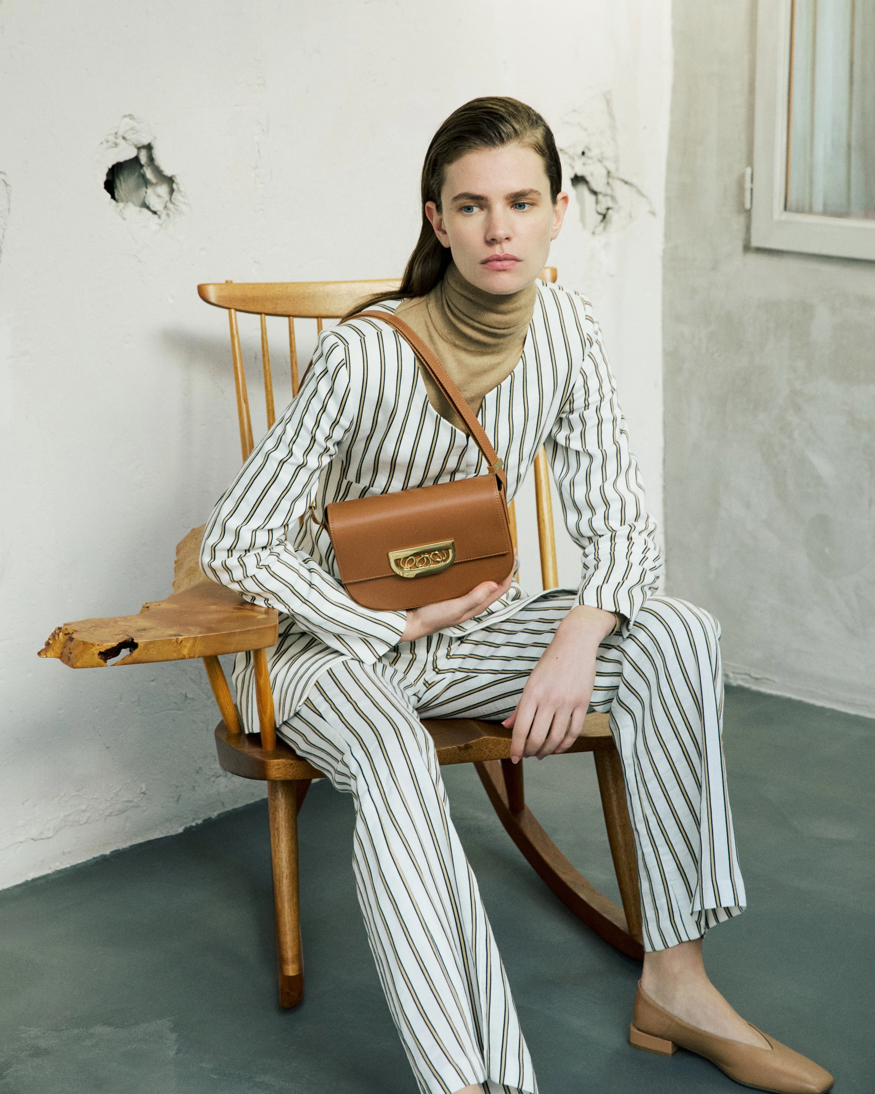 WHITE and BROWN Striped Blouse - Image 6