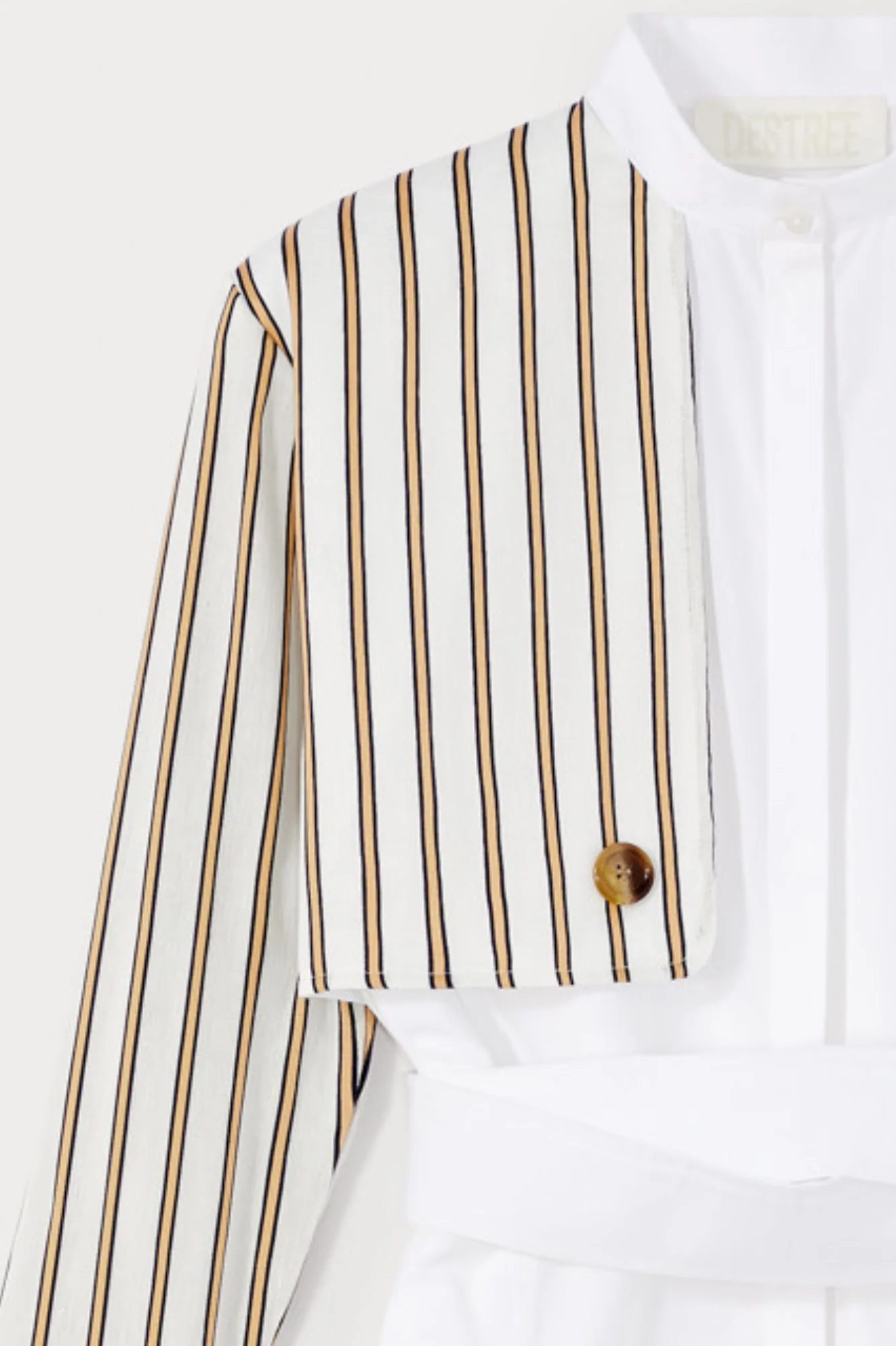 White and Striped Asymmetrical Shirt Dress - Image 8
