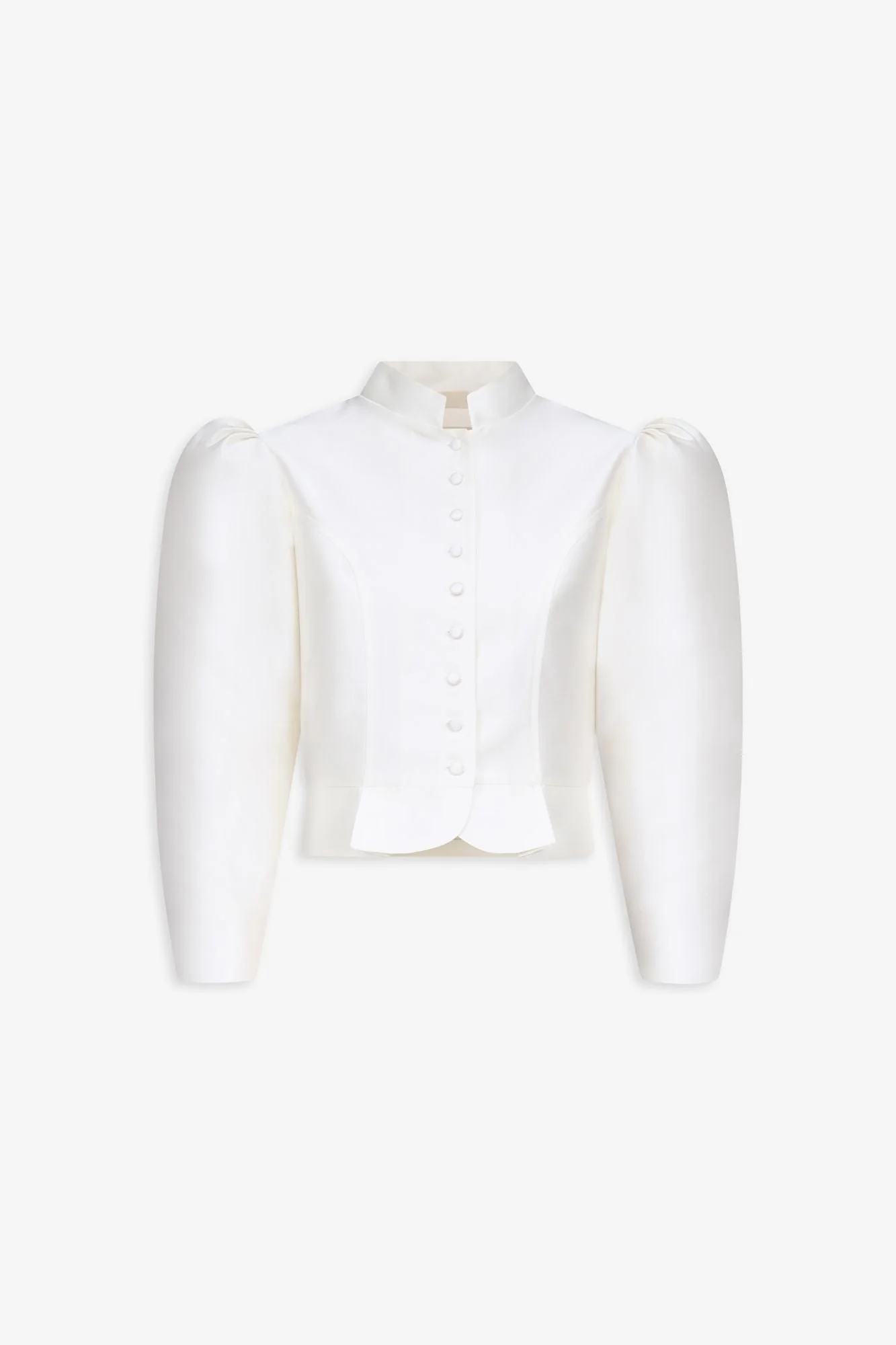 White Satin Puff Sleeve Jacket - Image 4
