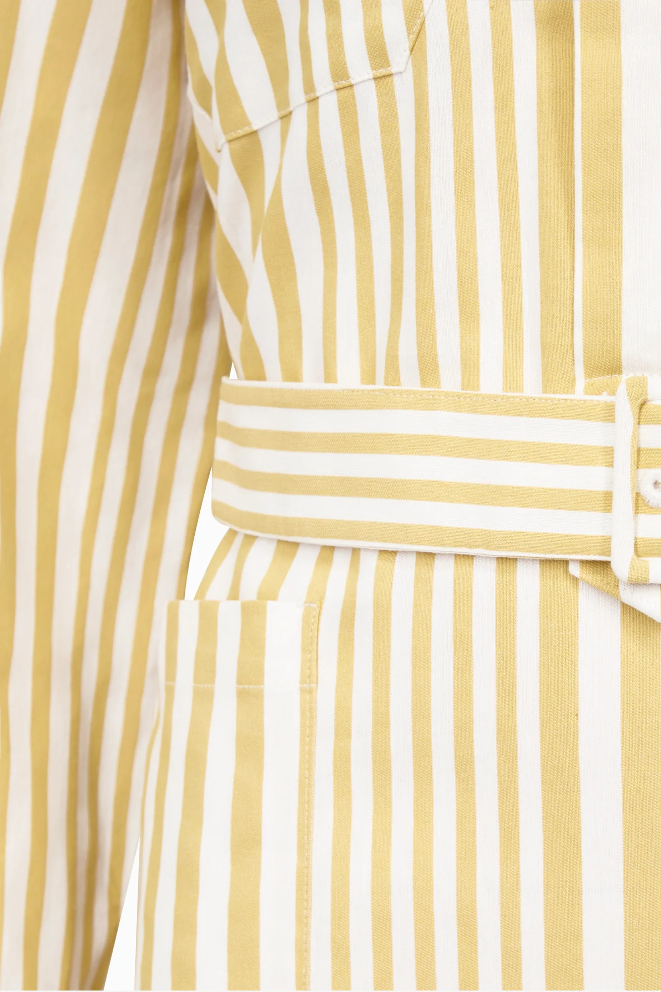 Yellow and White Striped Belted Midi Dress - Image 5